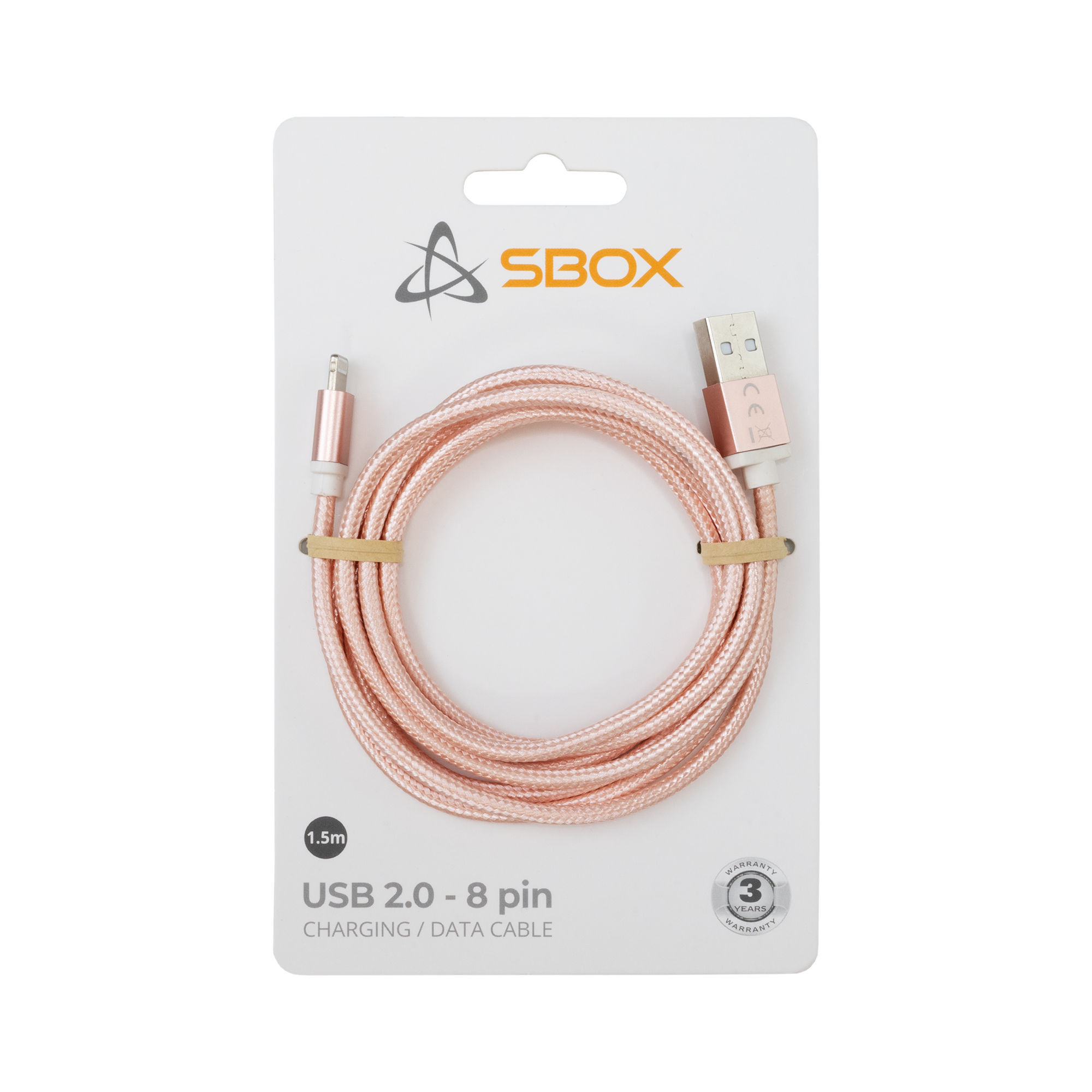 Kabel USB A Muški -> 8-pin iPh Muški 1.5 m Zlatno roza - Blister-1
