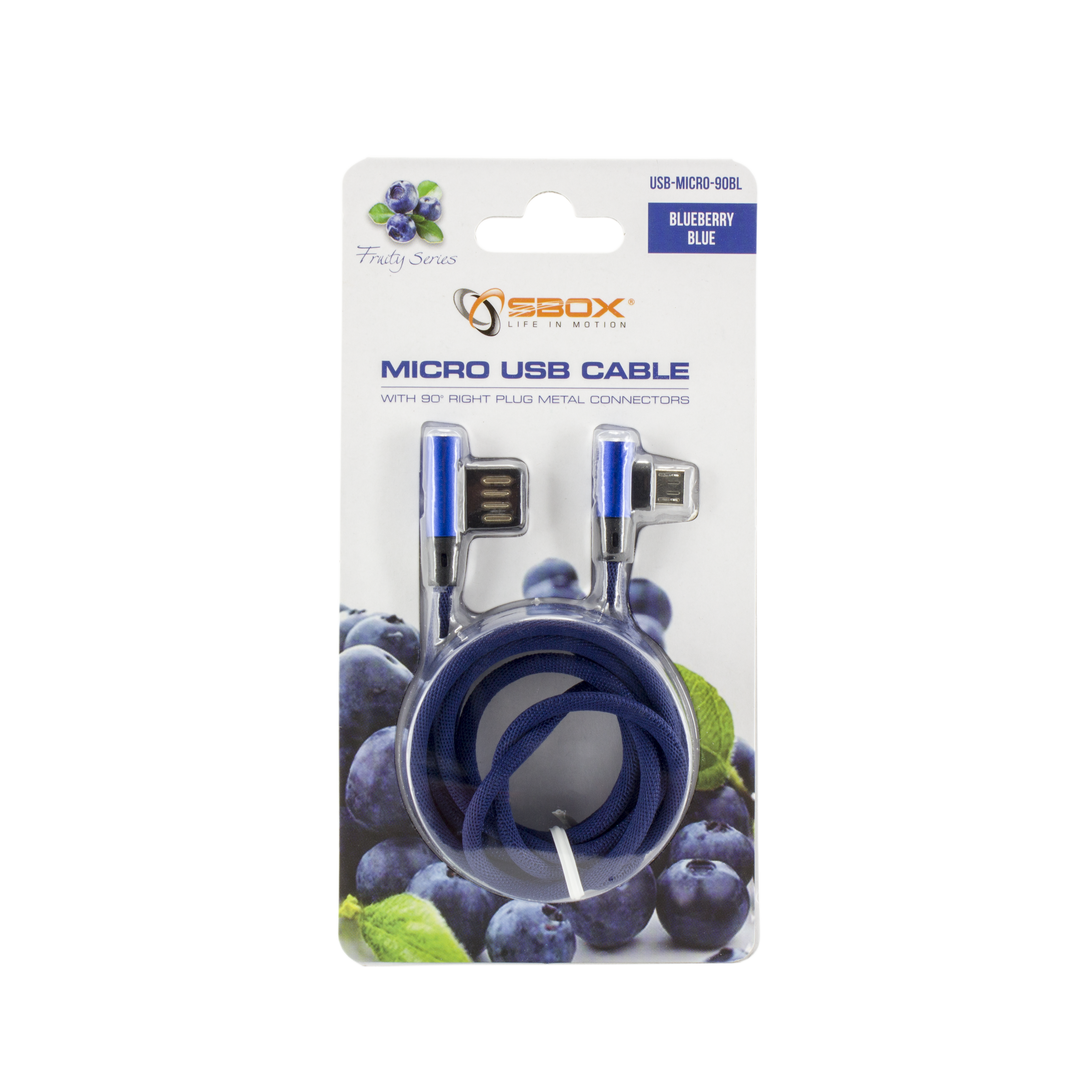 KABEL USB A Muški -> Micro USB Muški 90°, 1.5 m Plavi-1