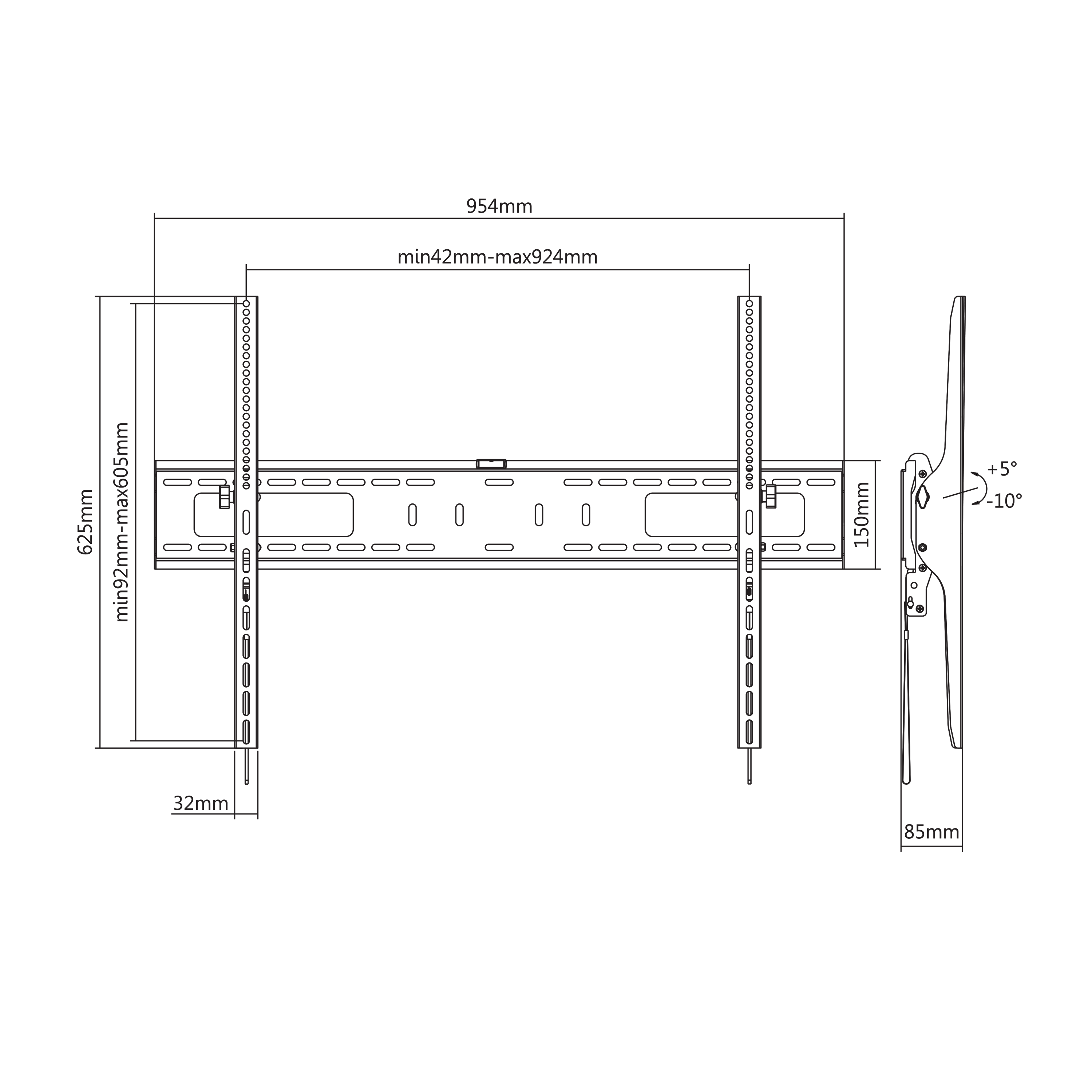 Nosač za TV zidni SBOX PLB-4269T (60"- 100", do 75 kg, nagib 5°/ -10°)-2