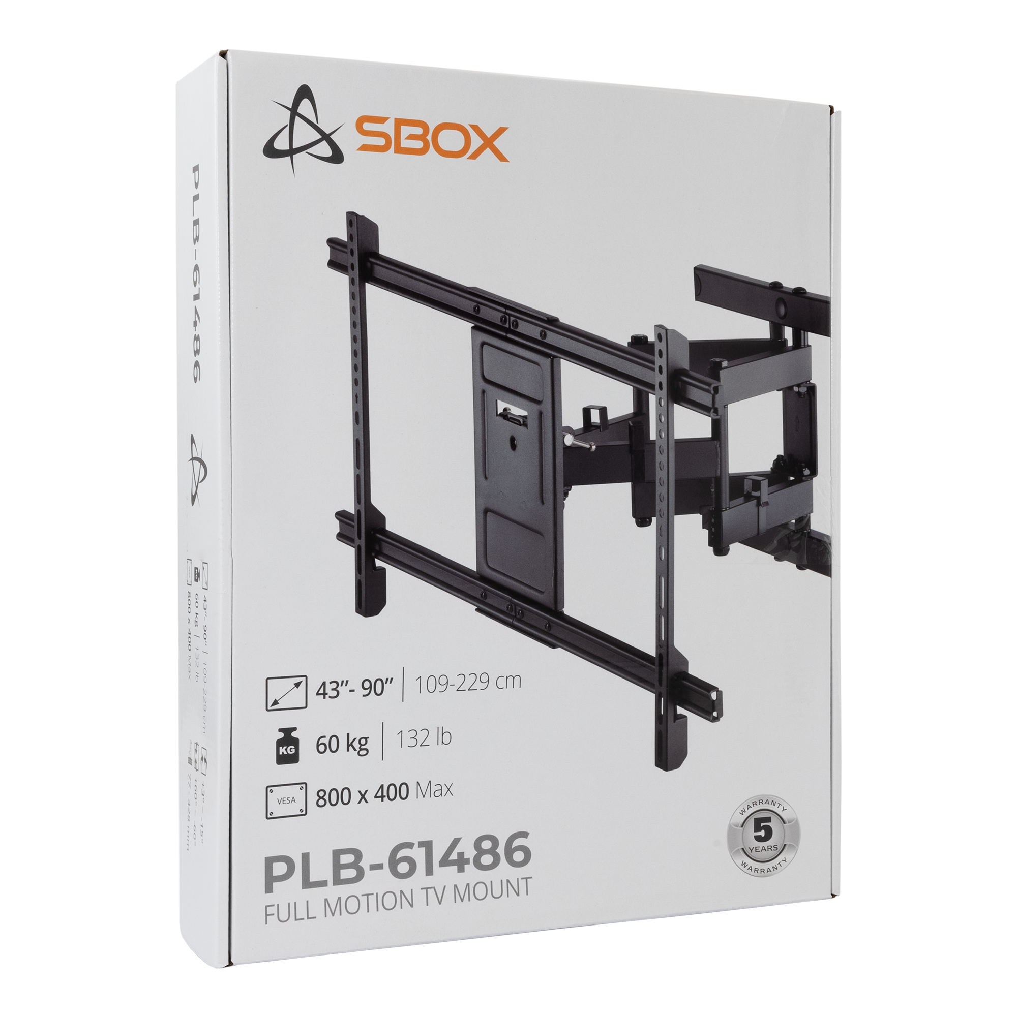 Nosač za TV zidni SBOX PLB-61486 (43"-90", do 60 kg, nagib +3°/-15°, zakret +60°/-60°, sa zglobom)-9