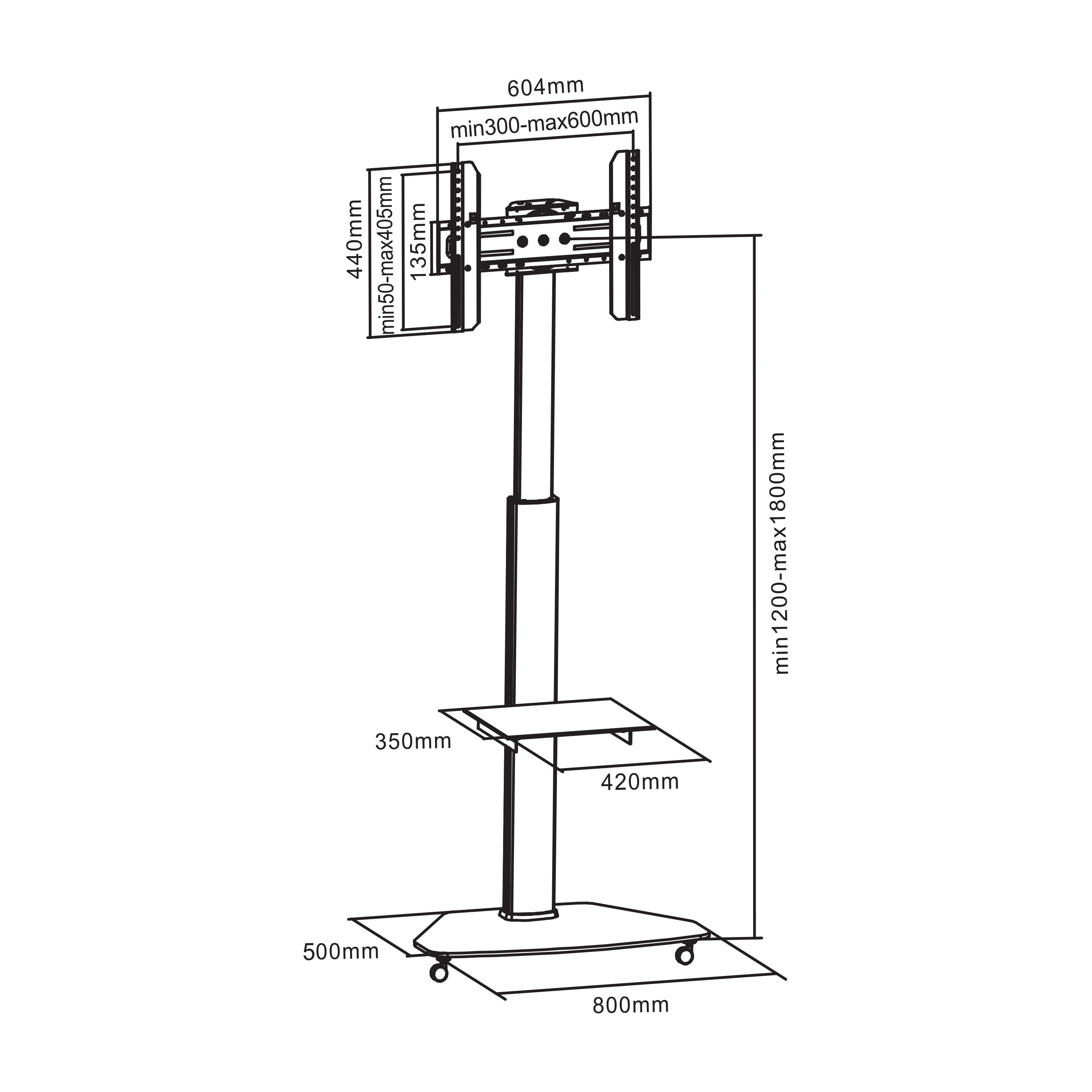 Podni stalak za TV SBOX FS-500 (37"-70", nagib +5°/-12°, rotacija 90°)-7