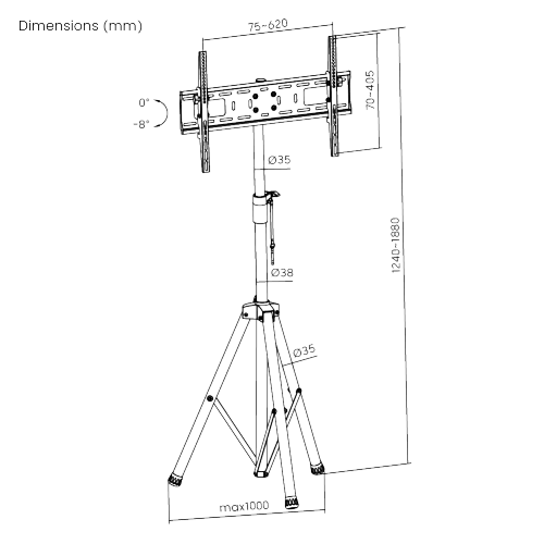 Podni stalak za TV SBOX FST-846 Tripod (37"-70", rotacija 90°, nagib +5°/- 12°)-11