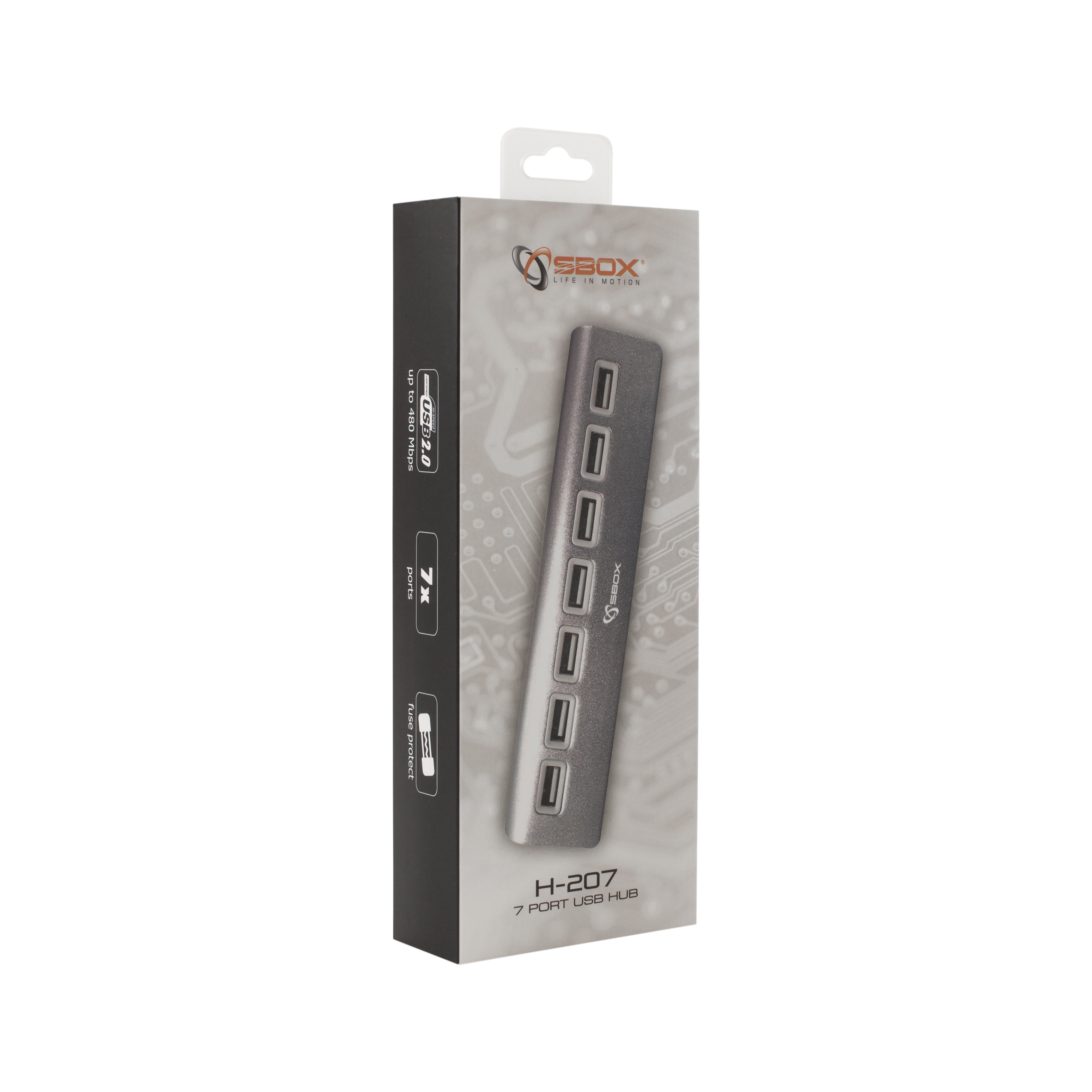 USB HUB SBOX H-207 7-PORTS USB 2.0 srebrni-5