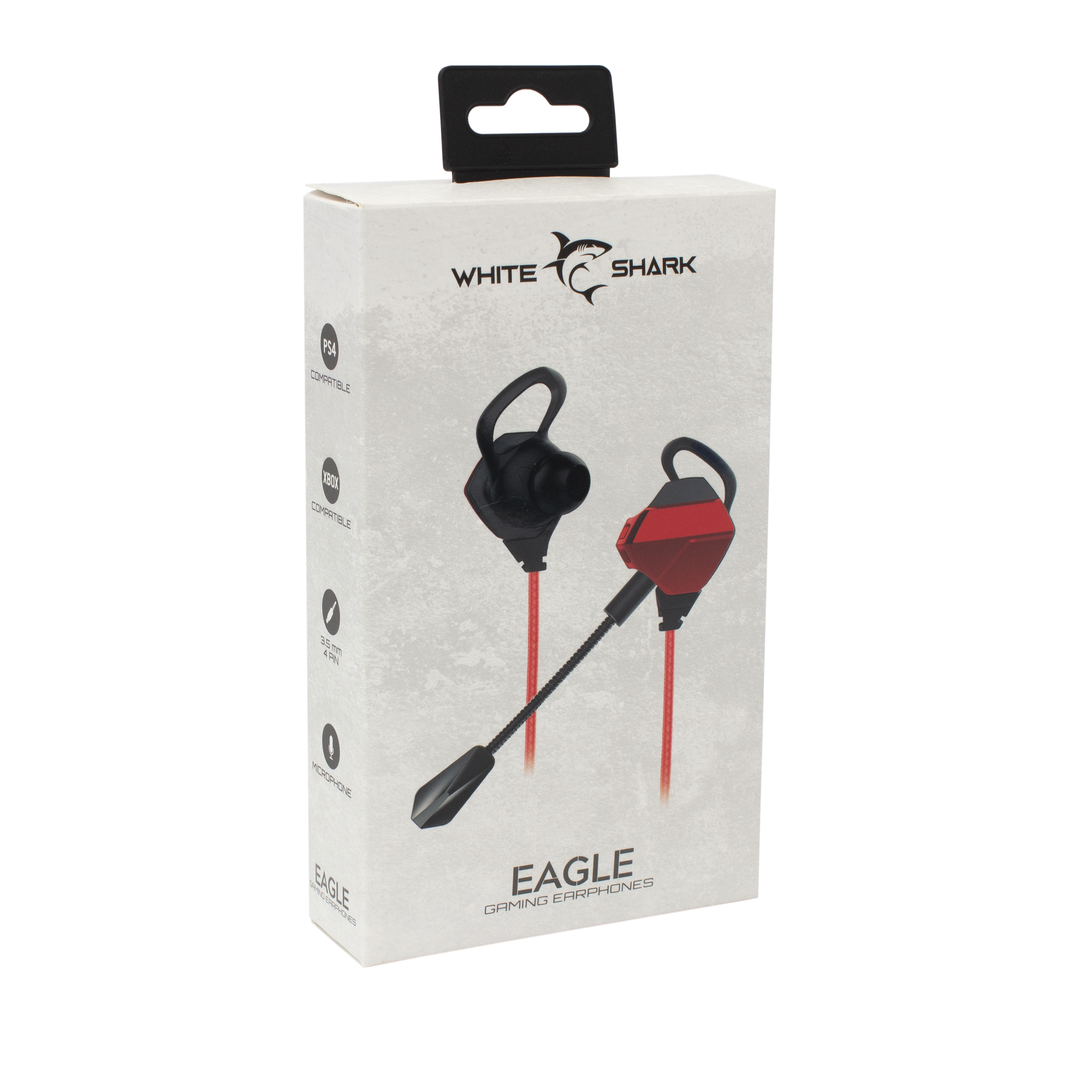 Slušalice s mikrofonom WHITE SHARK GE-536 EAGLE, in-ear, žičane, gaming, PC, PS4, Xbox crno-crvene-2