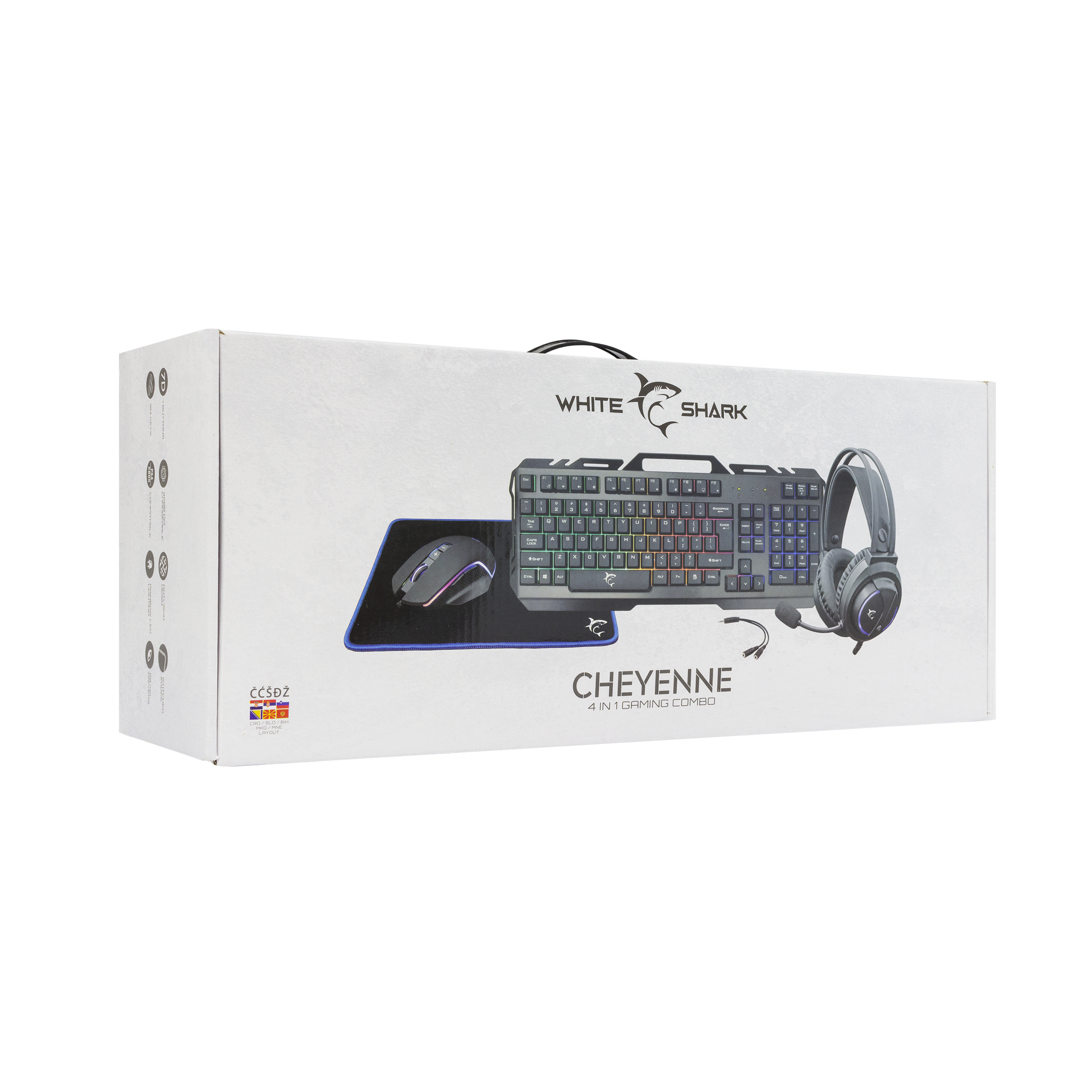 Gaming set WHITE SHARK tipkovnica + miš + podloga + slušalice GC-4103 CHEYENNE - 4in1/HR-9