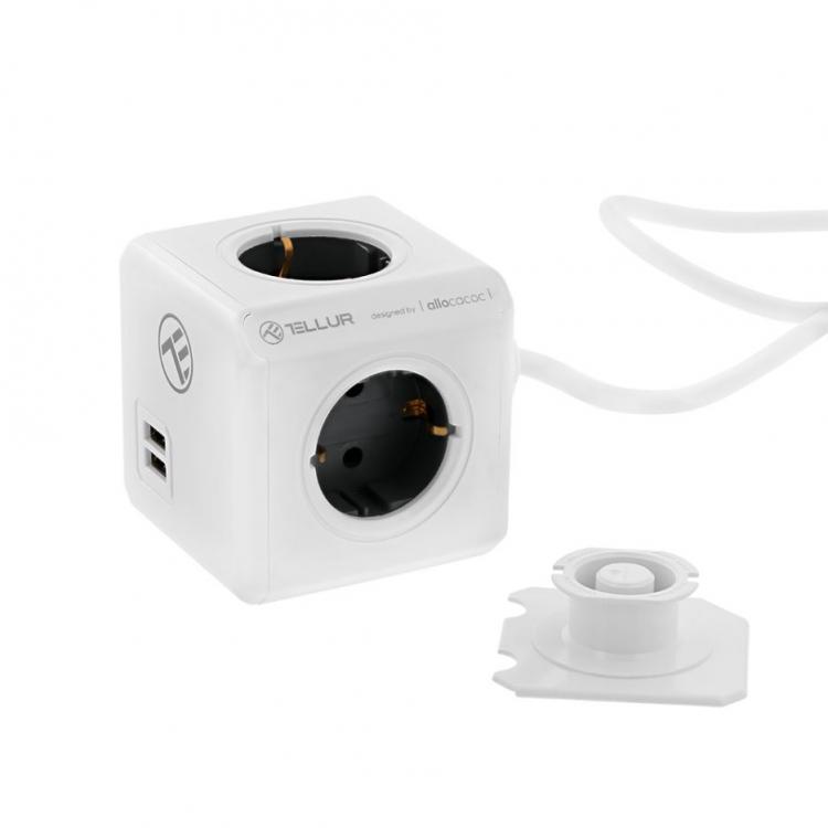 TELLUR PRODUŽNI KABEL POWERCUBE, 4-PORTA+2xUSB, 1.5m-1