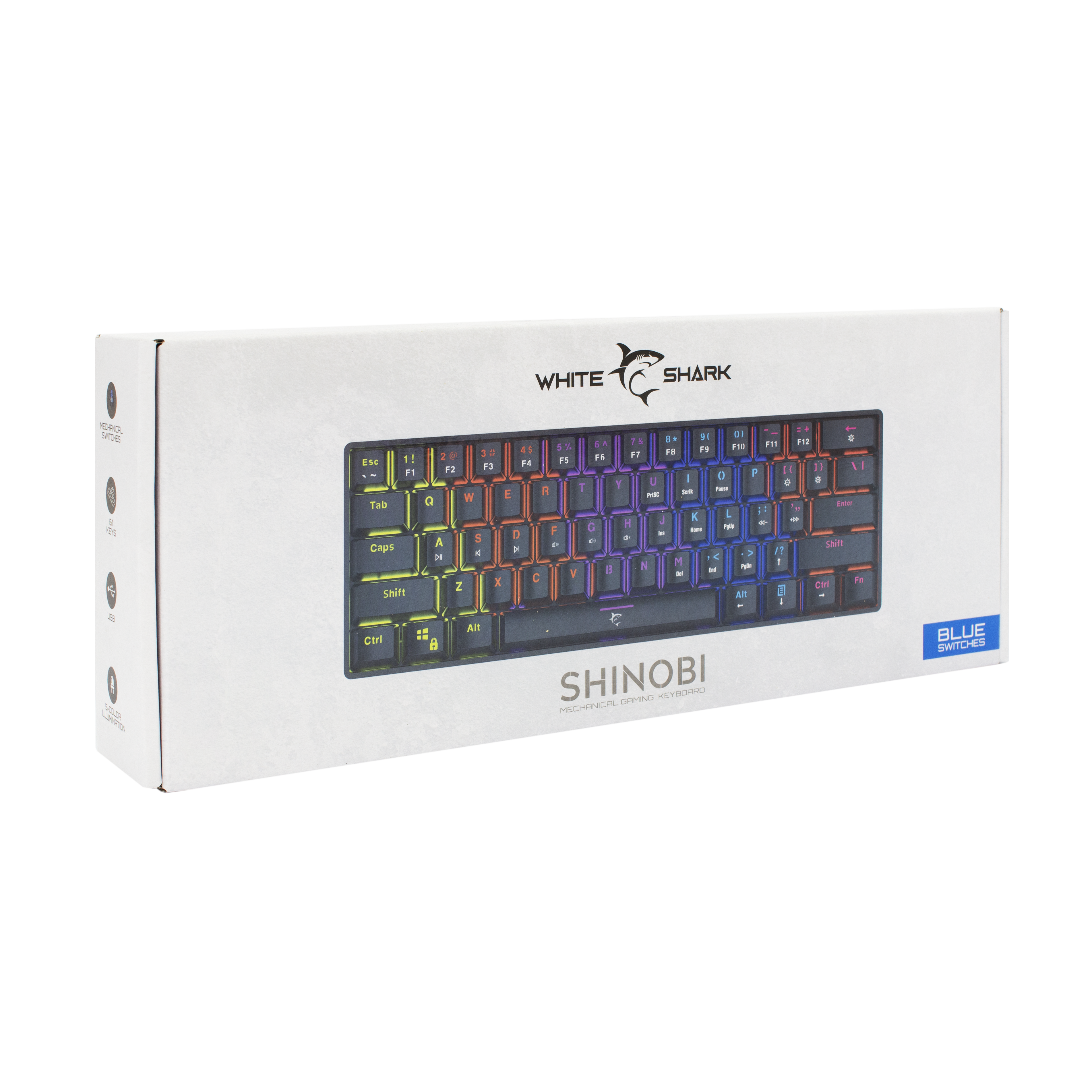 Tipkovnica WHITE SHARK GK-2022 SHINOBI crna, mehanička, HR - BLUE SW.-3