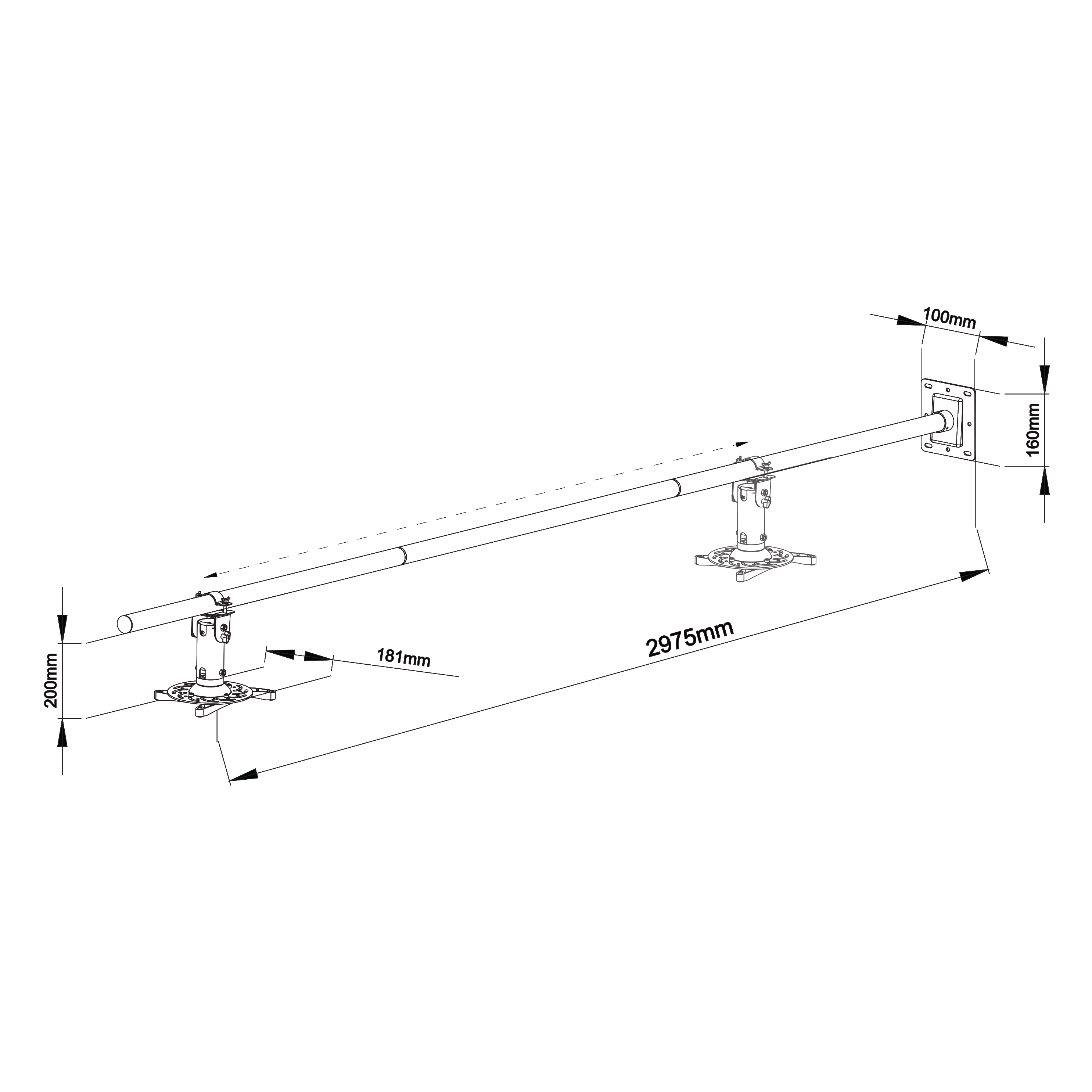 Nosač za projektor zidni SBOX PM-300-3.0 (15 kg, nagib 30°, zakret 360°)-1