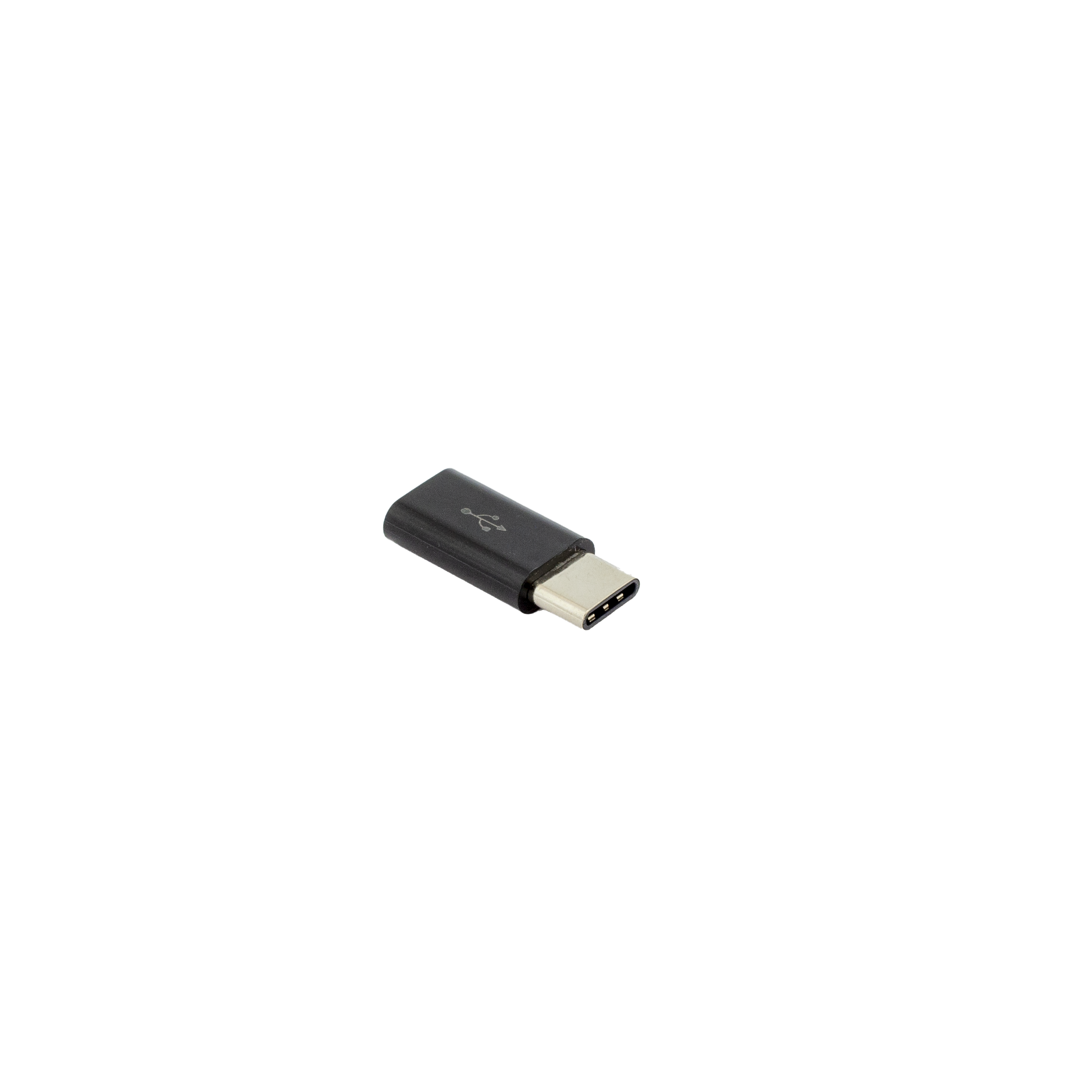 ADAPTER MICRO USB 2.0 Ženski -> TYPE-C Muški Crni / RETAIL-1