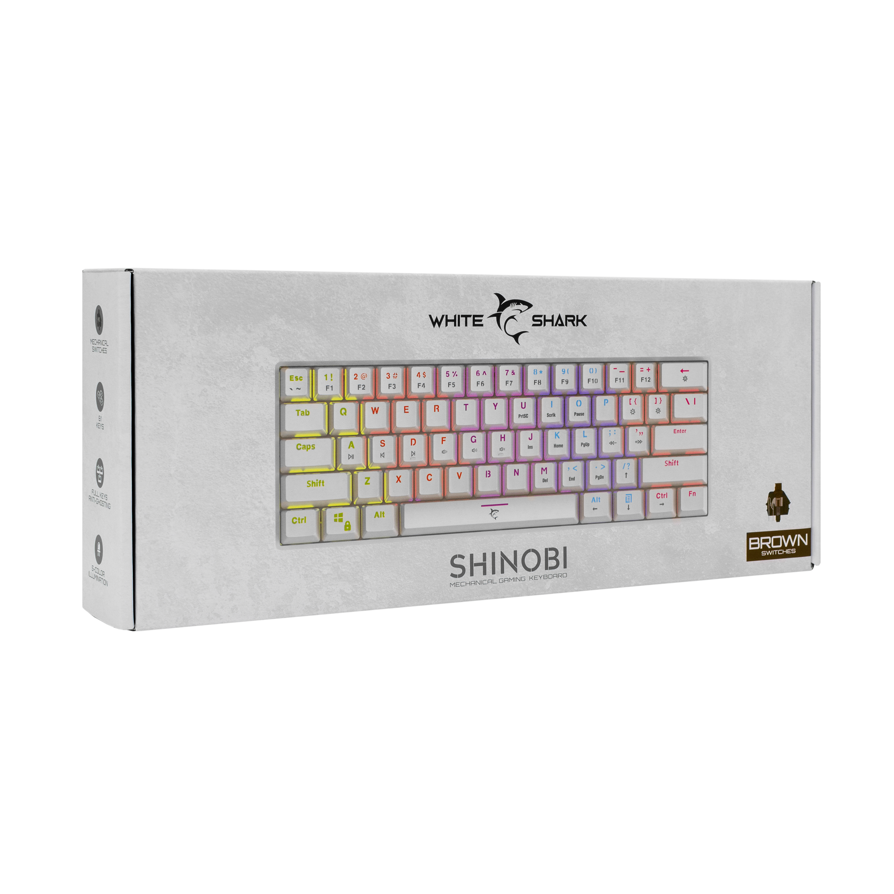 Tipkovnica WHITE SHARK GK-2022 SHINOBI bijela, mehanička, HR- BROWN SW.-7