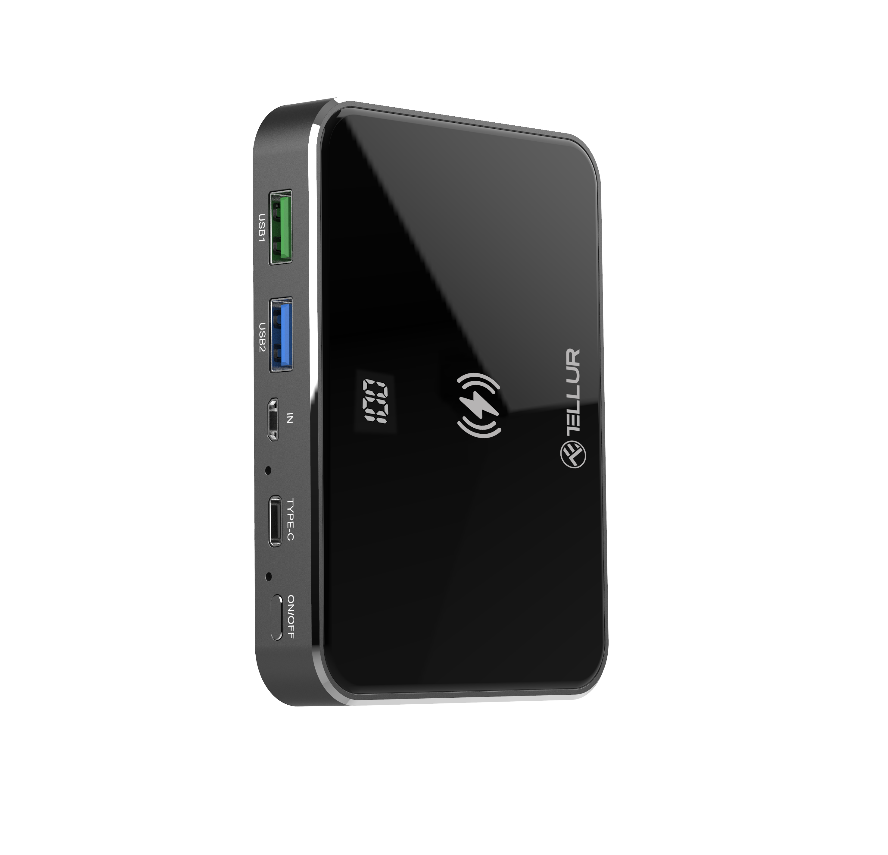 Power bank TELLUR GPD100 Graphene 10000mAh Qi + 2xQC3.0 + PD crni-1