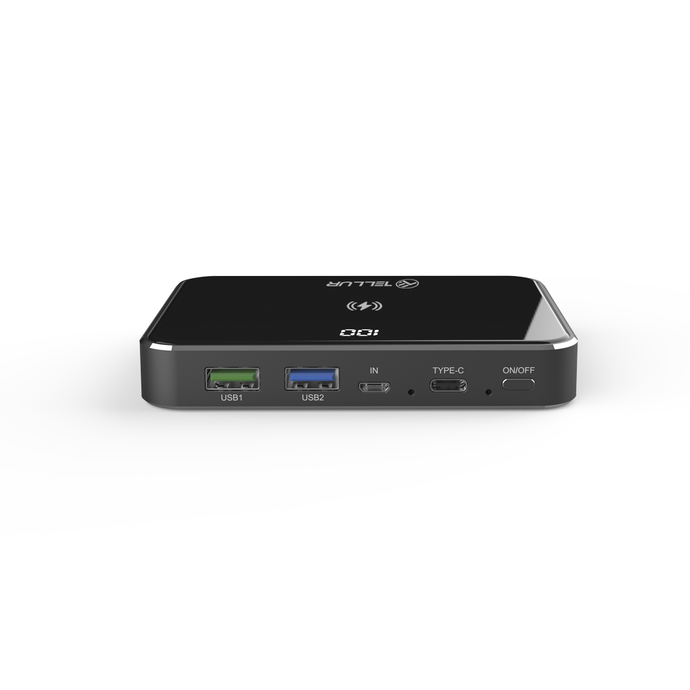 Power bank TELLUR GPD100 Graphene 10000mAh Qi + 2xQC3.0 + PD crni-2
