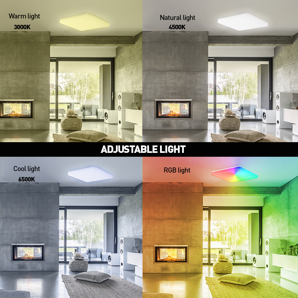 Svjetiljka TELLUR SMART WIFI CEILING LIGHT RGB 24W pravokutno bijelo-7