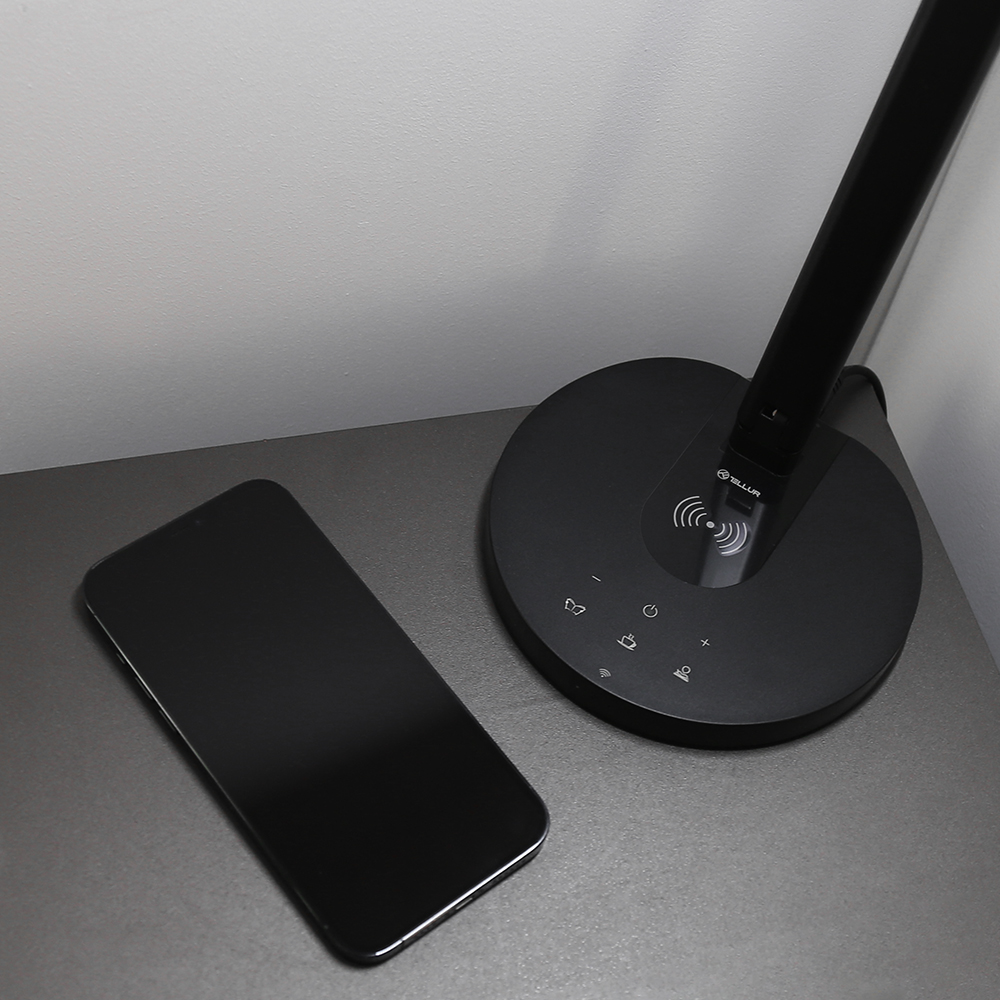 Lampa TELLUR SMART WIFI DESK LAMP 12W bijela, WARM, QI 10W, USB 10W-10