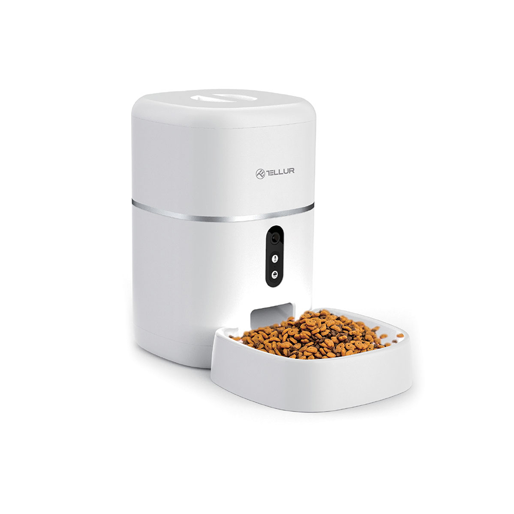 Automatski hranilica za kućne ljubimce TELLUR SMART WIFI PET FEEDER, ULTRA HD kamera, 4L bijeli-0