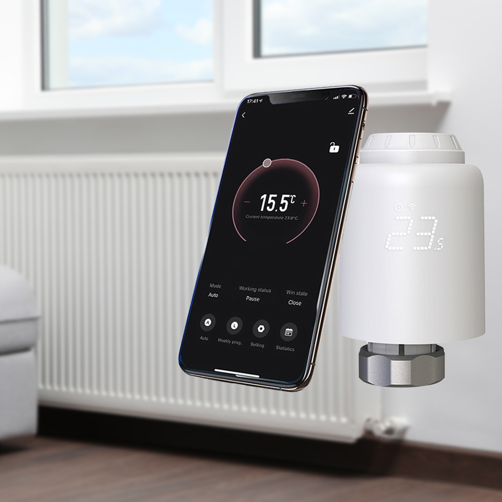 Termostat TELLUR SMART WIFI THERMOSTATIC RADIATOR VALVE RVSH1 LED bijeli-4