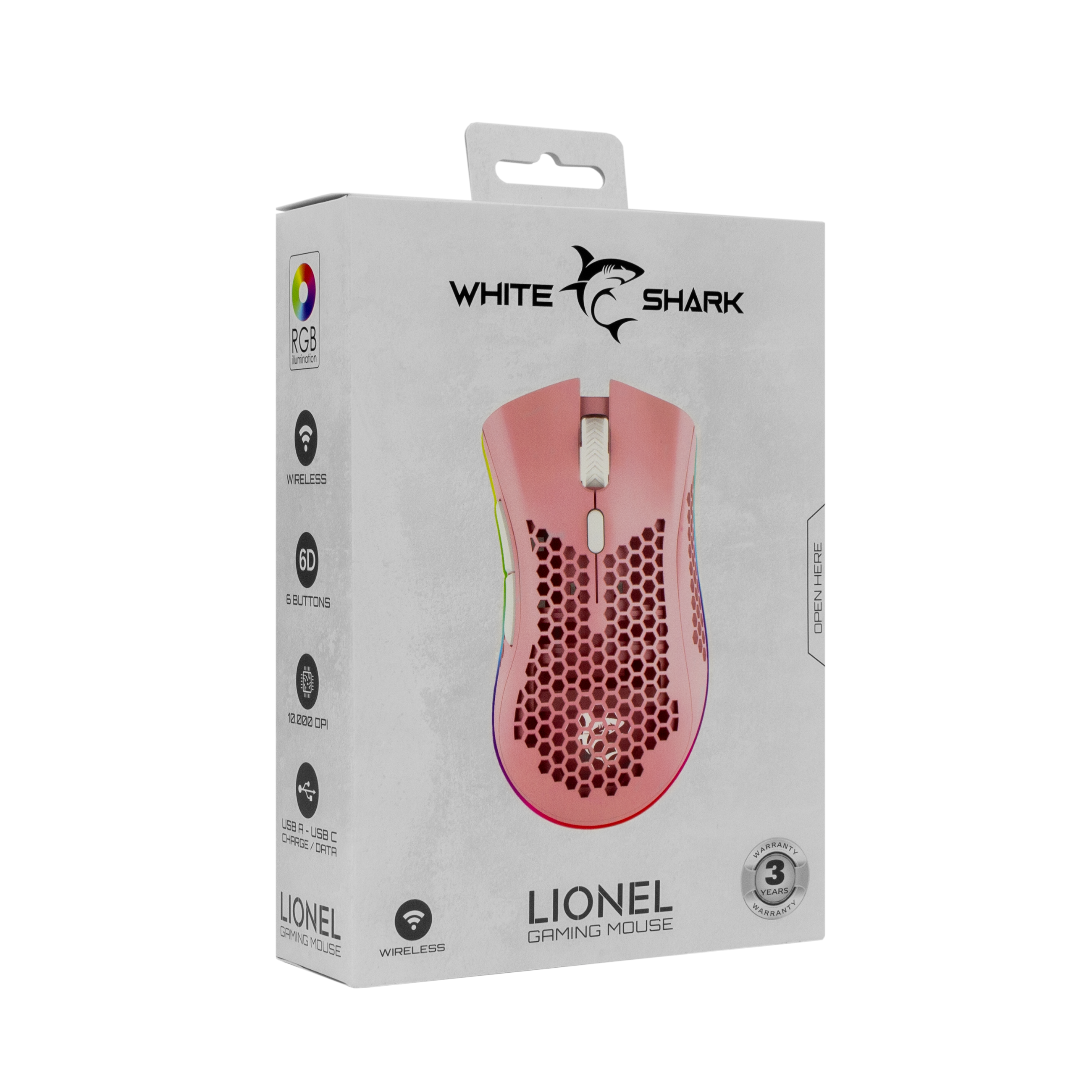 Miš WHITE SHARK WGM-5012 LIONEL (bežični, 10.000 DPI) pink-8