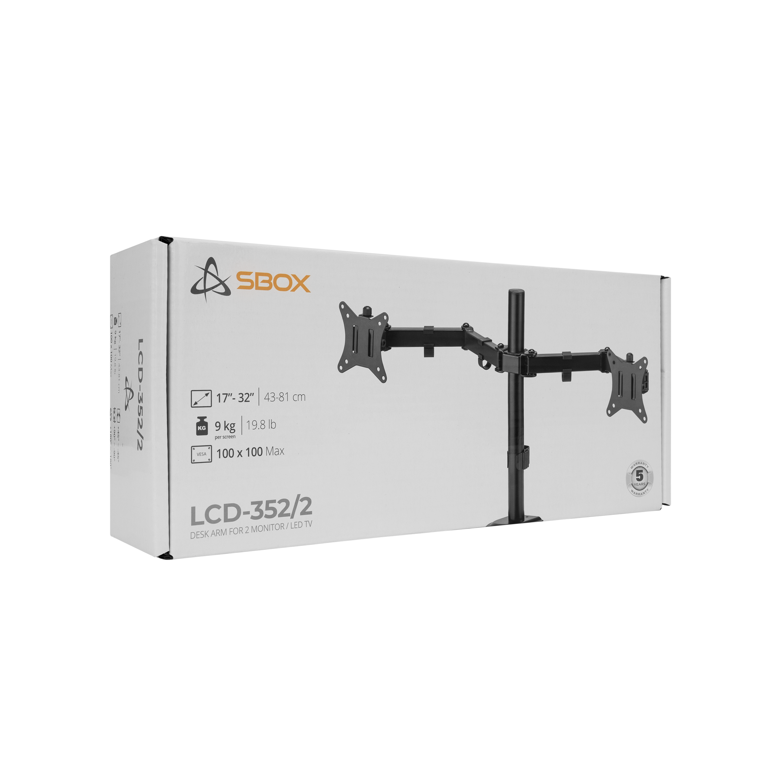 Nosač za dva monitora SBOX LCD-352/2-2 (stolni)-9