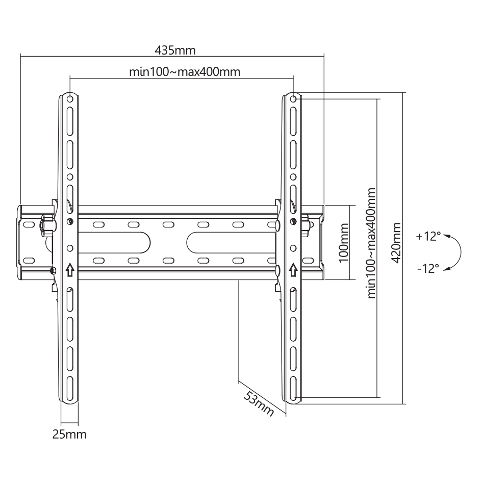 Nosač za TV zidni SBOX PLB-2544T-2 (32"- 70", do 45 kg, nagib +12° do -12°)-6