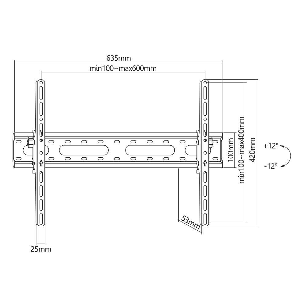 Nosač za TV zidni SBOX PLB-2546T-2 (37"- 80", do 45 kg, nagib +12° do -12°)-12