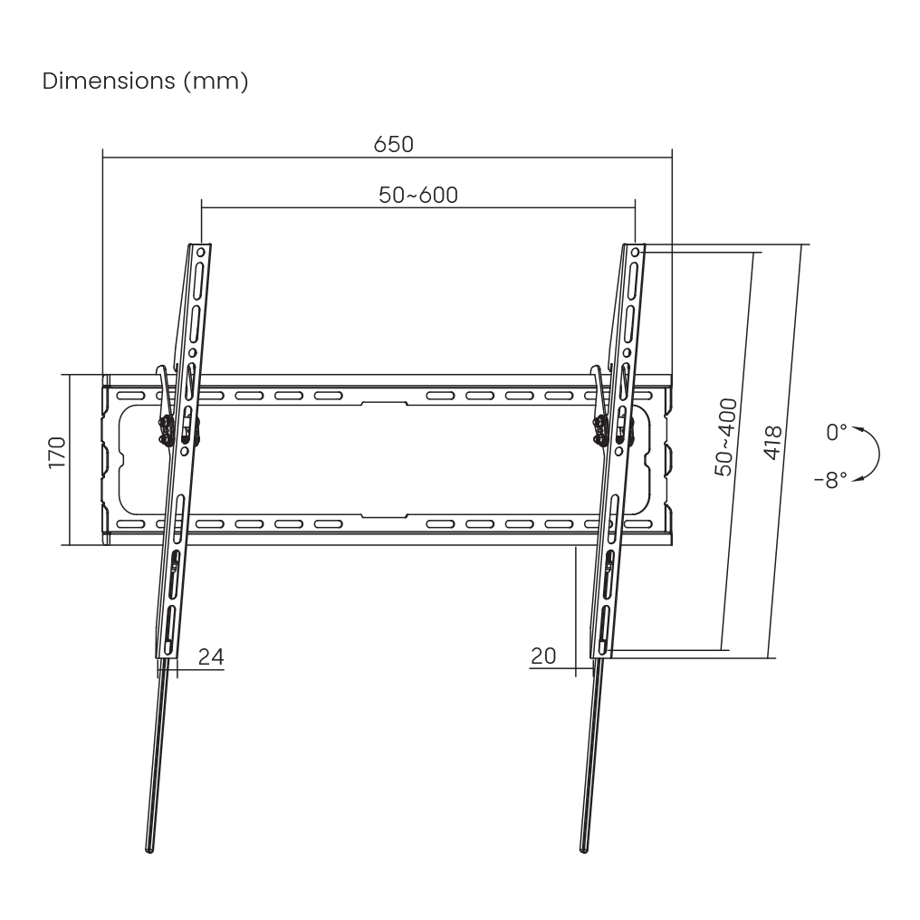 Nosač za TV zidni SBOX PLB-3446T-2 (37"- 80", do 45 kg, nagib 8°)-14