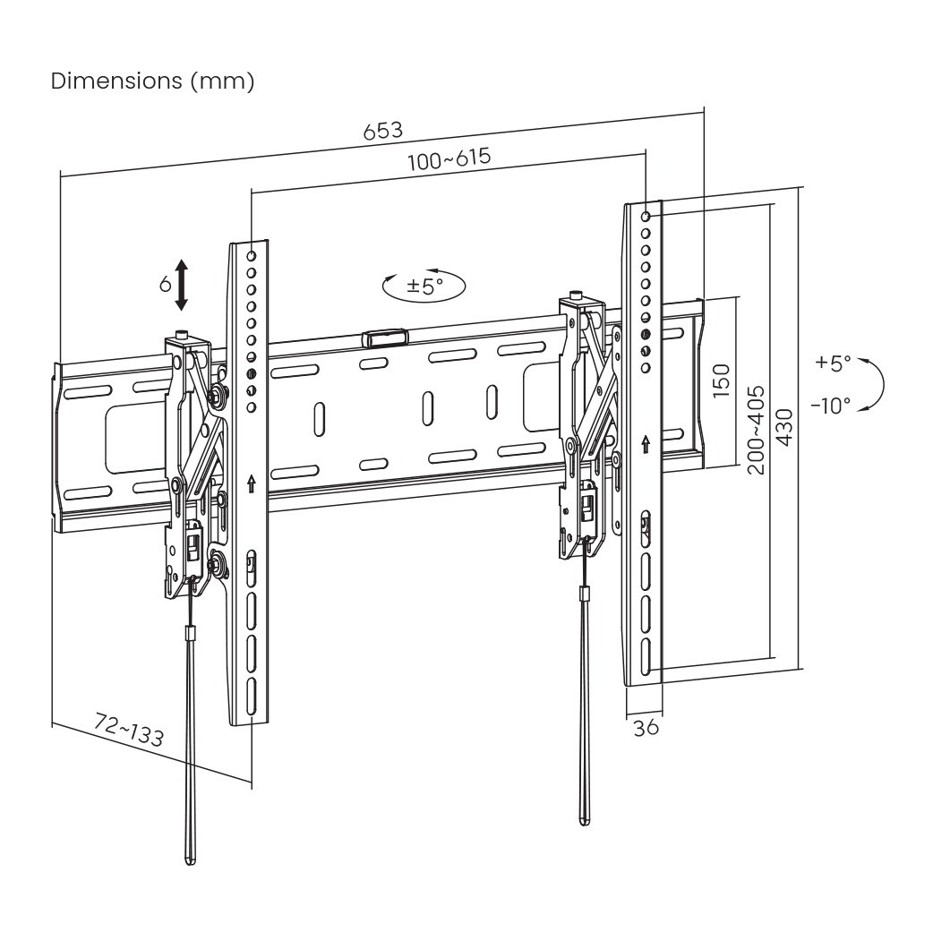 Nosač za TV zidni SBOX PLB-6546T-2 (37"- 80", do 75kg, nagib +5°/ -10°, zakret +5°/-5°)-5