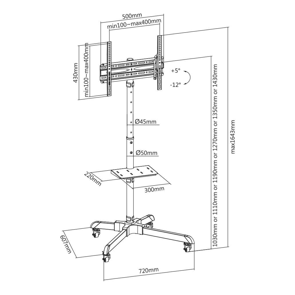Stalak za TV SBOX FS-224-2 (podni, mobilni)-7