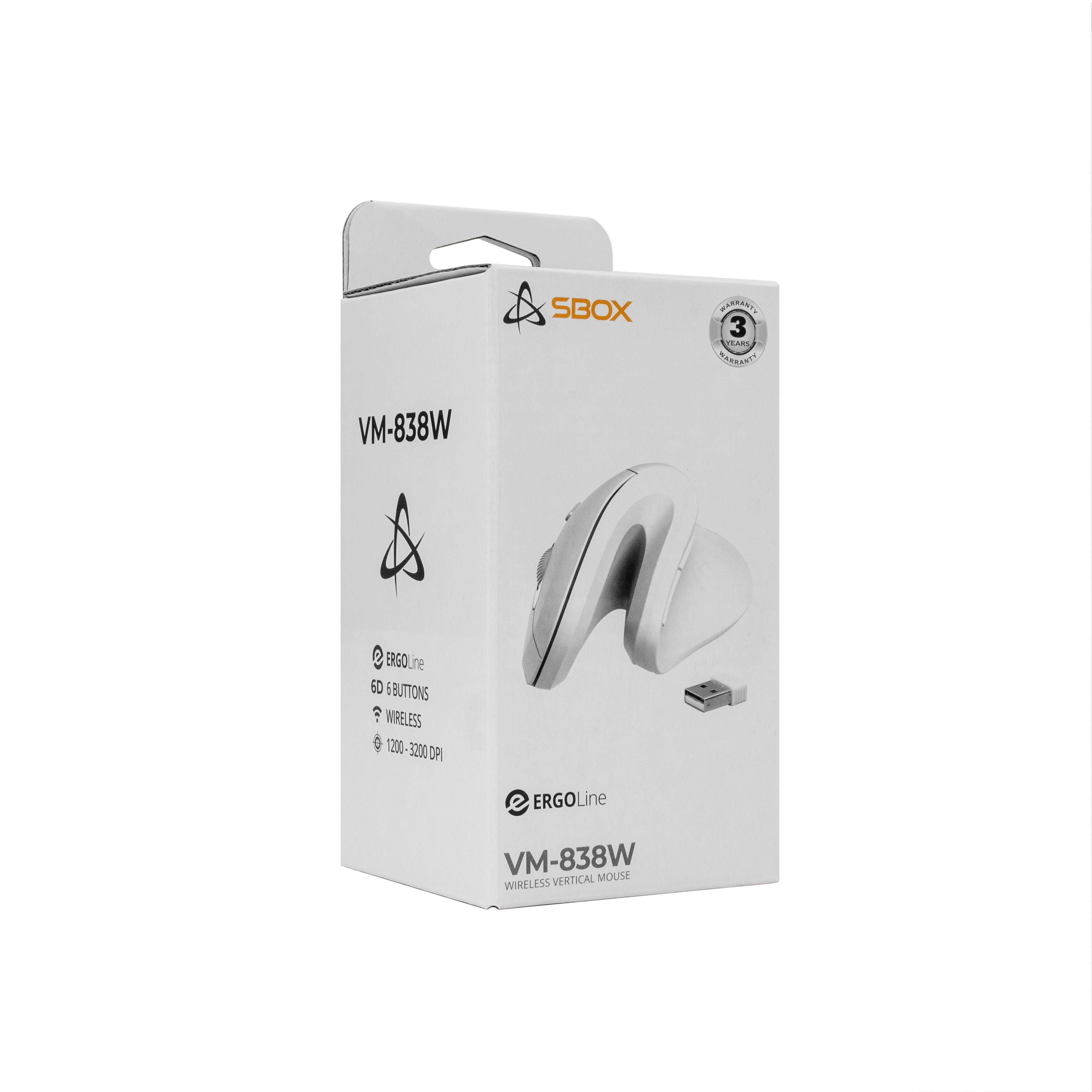Miš SBOX VM-838W Vertical (bežični) bijeli-6