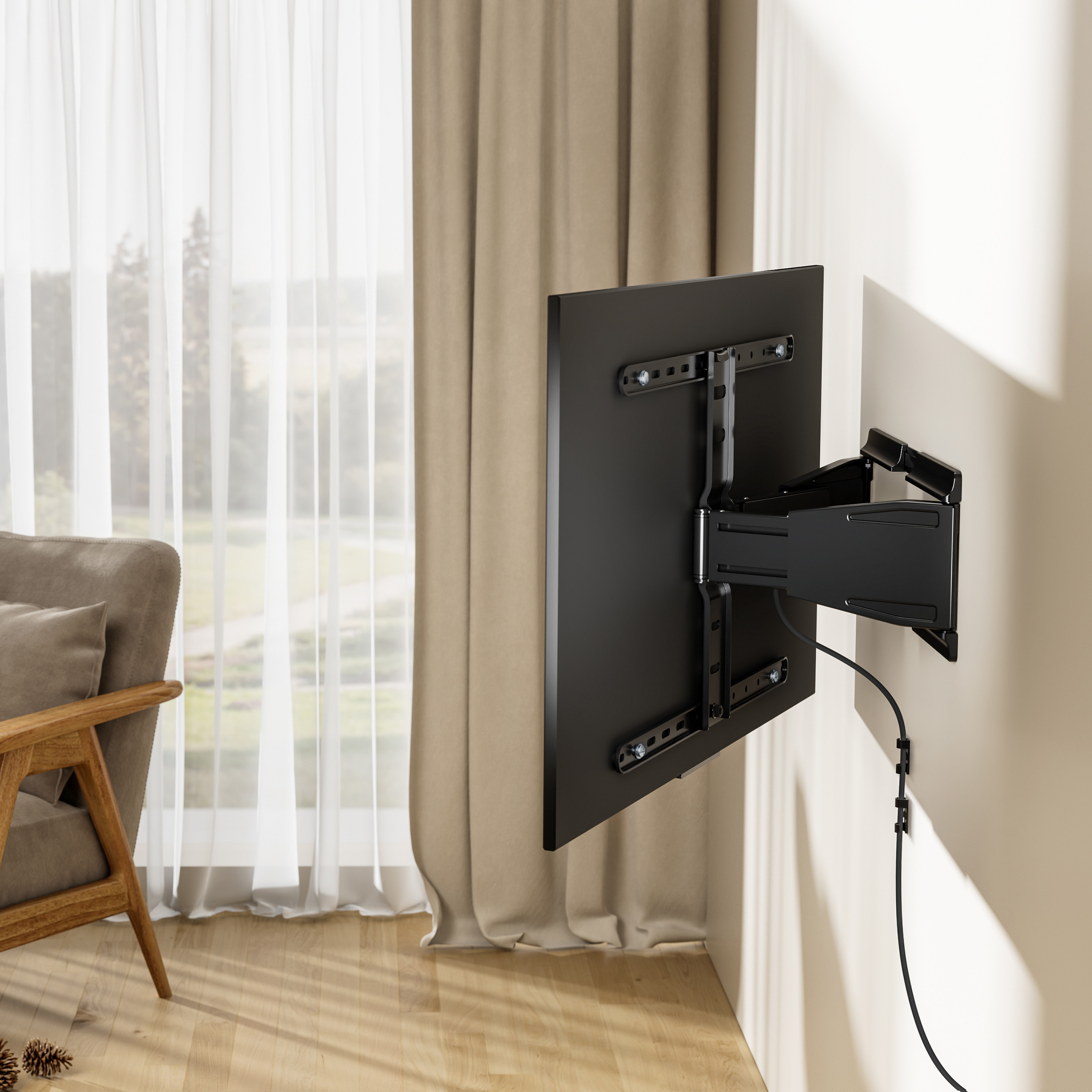 Nosač za TV zidni SBOX PLB-79464 (43"- 90", do 50 kg, nagib +3°/ -15°, zakret +30°/ -30°)-10