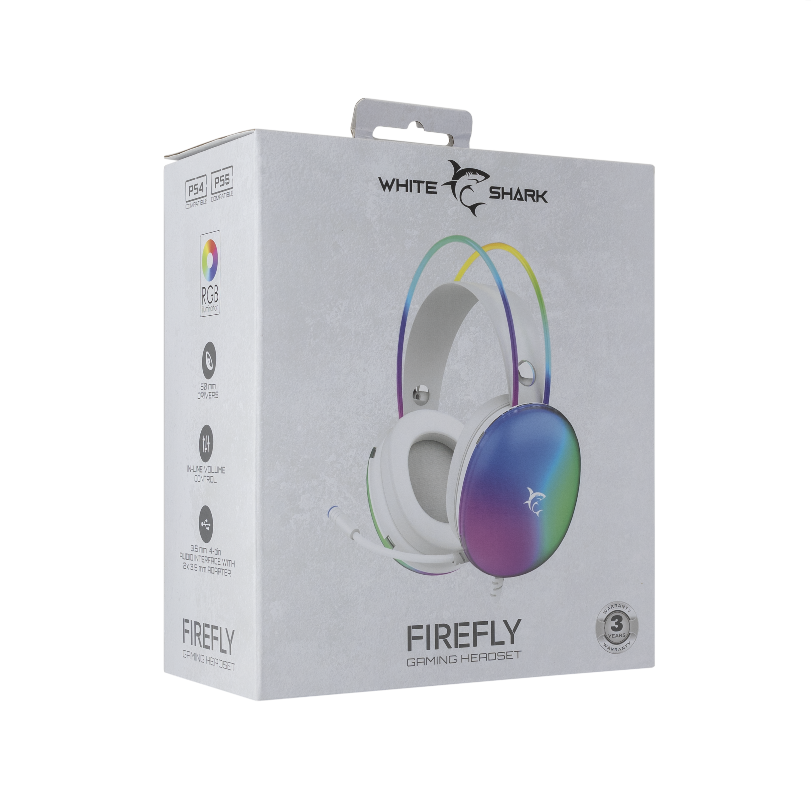 Slušalice WHITE SHARK GH-2342 FIREFLY bijele, RGB, PC, PS4/5, XBOX, MAC-6