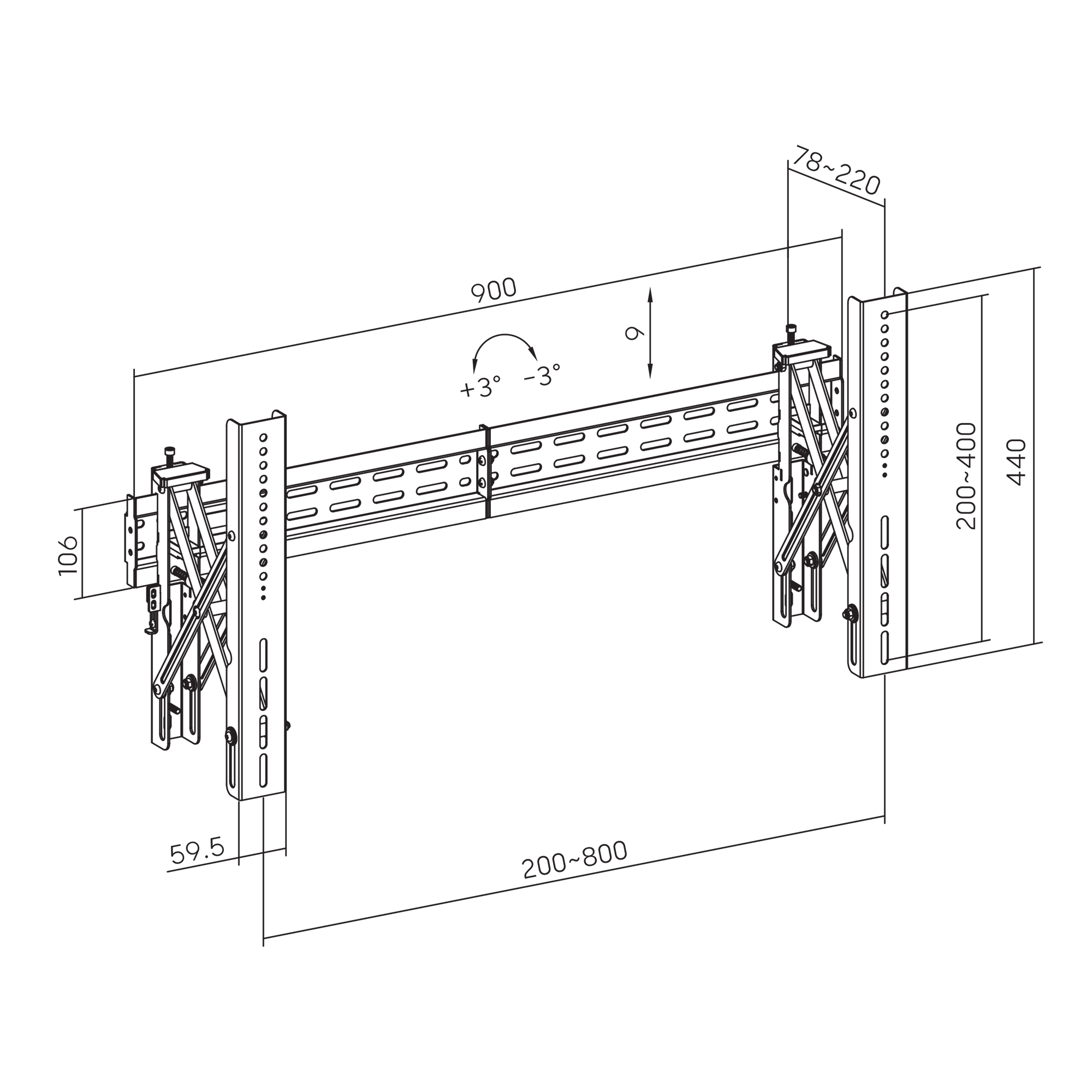 Nosač za TV zidni SBOX LVW02-48T/VIDEO ZID (37"- 70", do 70 kg)-6