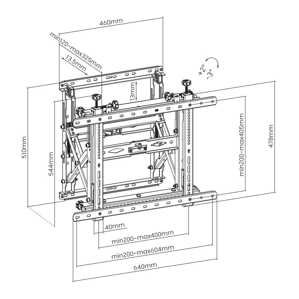 Nosač za TV zidni SBOX LVW13-46T/VIDEO ZID (45"- 70", do 70 kg, nagib -3°/ +2°)-10