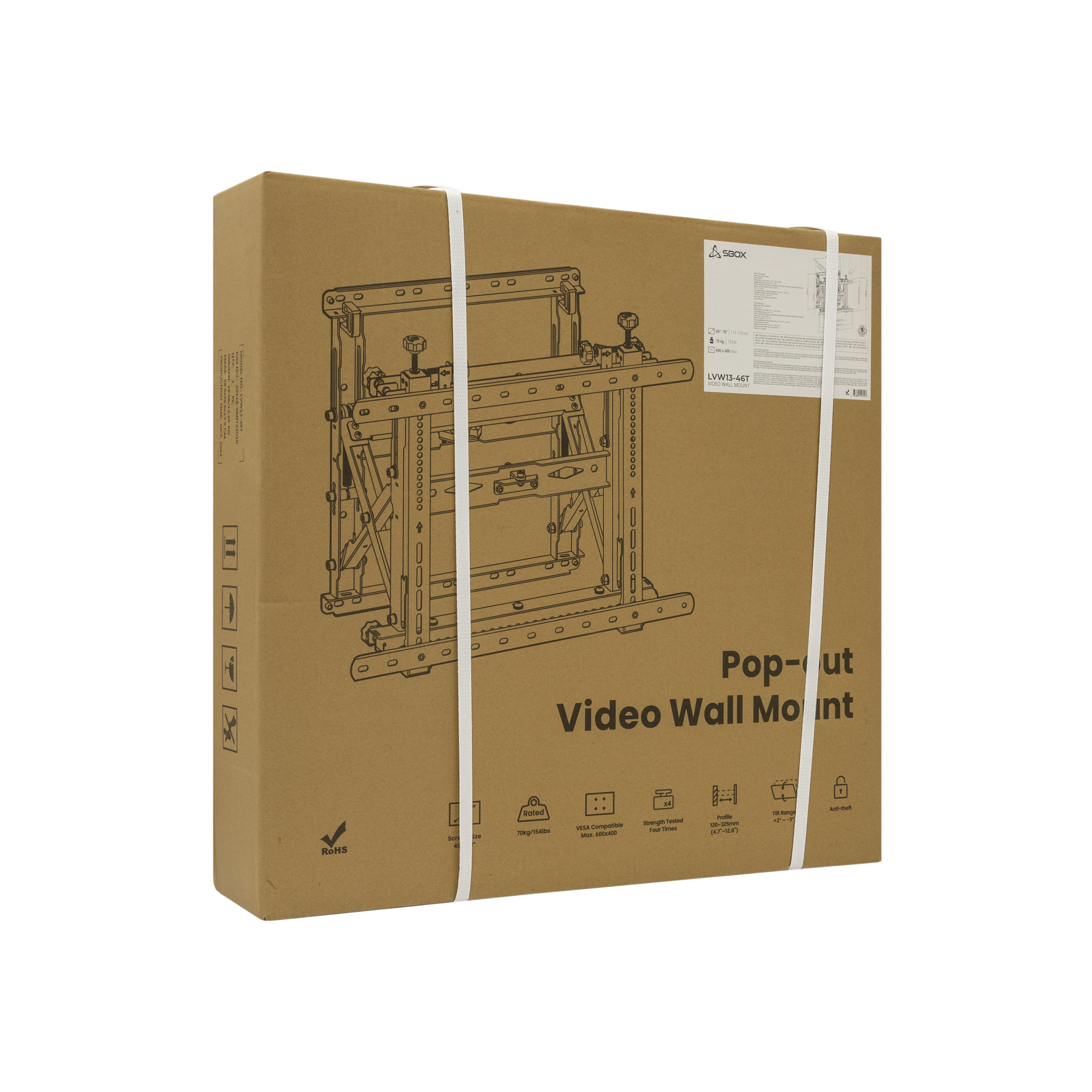 Nosač za TV zidni SBOX LVW13-46T/VIDEO ZID (45"- 70", do 70 kg, nagib -3°/ +2°)-11