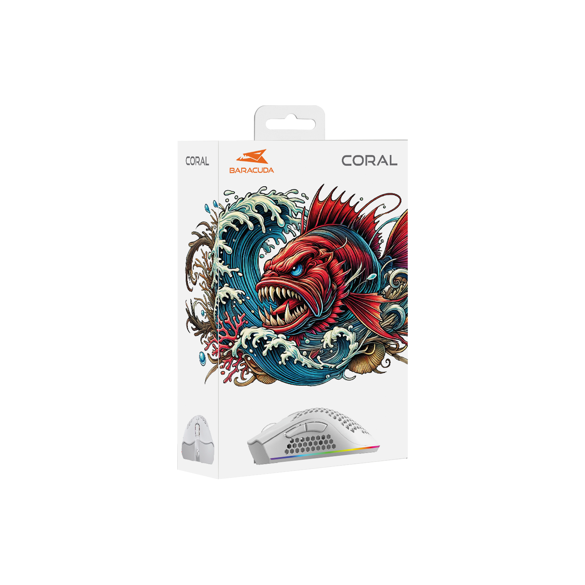 Miš BARACUDA BGM-032 CORAL 12.800 dpi bijeli-6