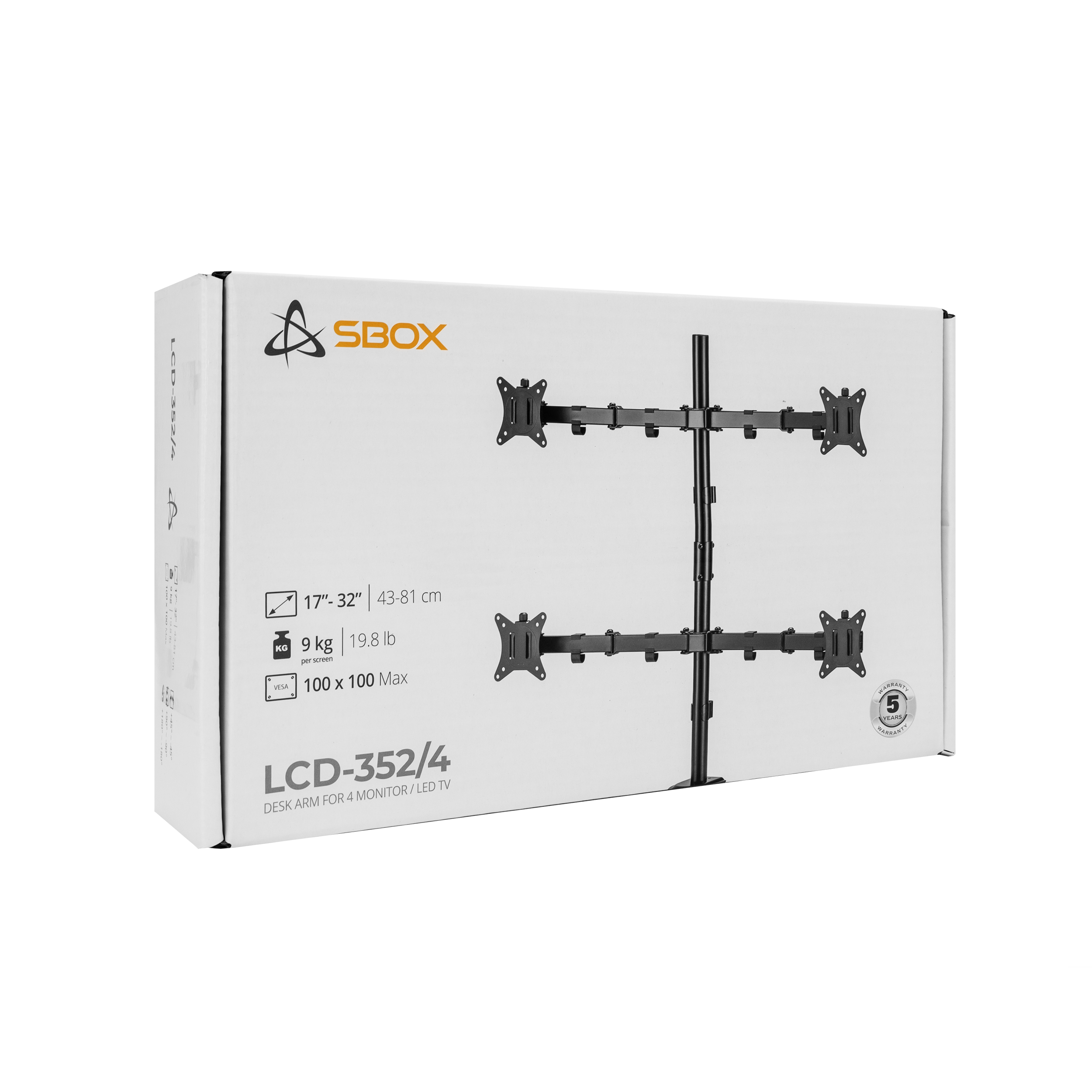 Nosač za 4 monitora SBOX LCD-352/4-2 (stolni)-12