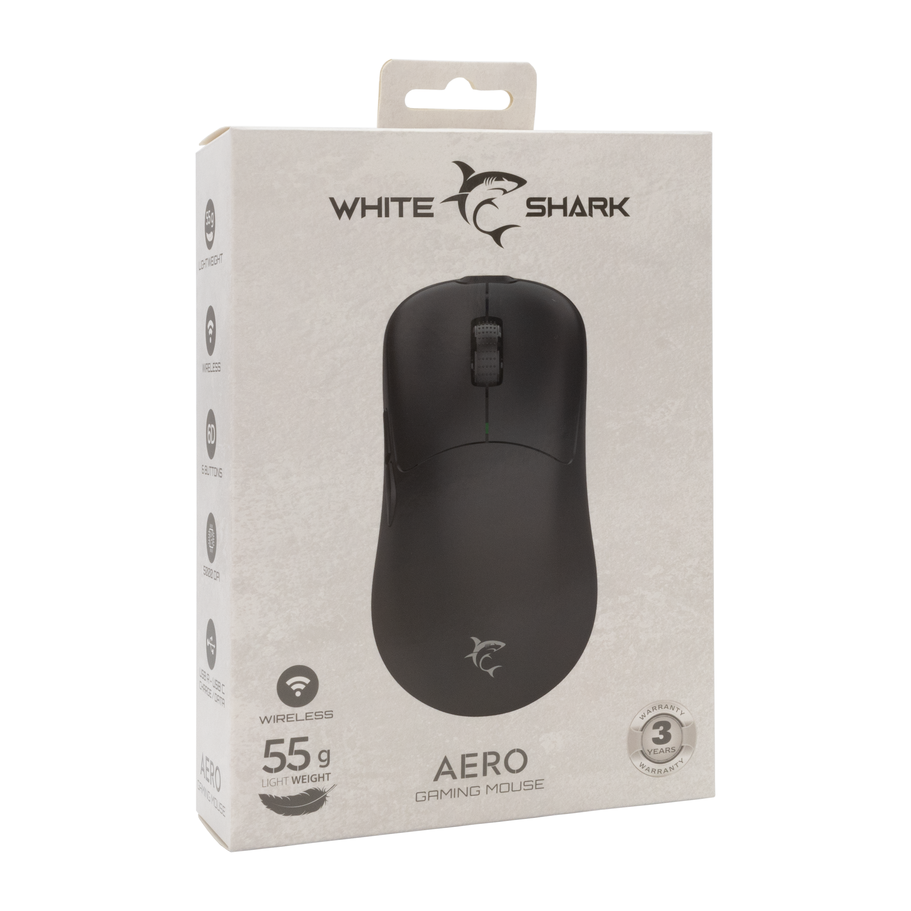 White Shark MIŠ WGM-5015 AERO / 12.400 DPI - Crni / Wireless-6