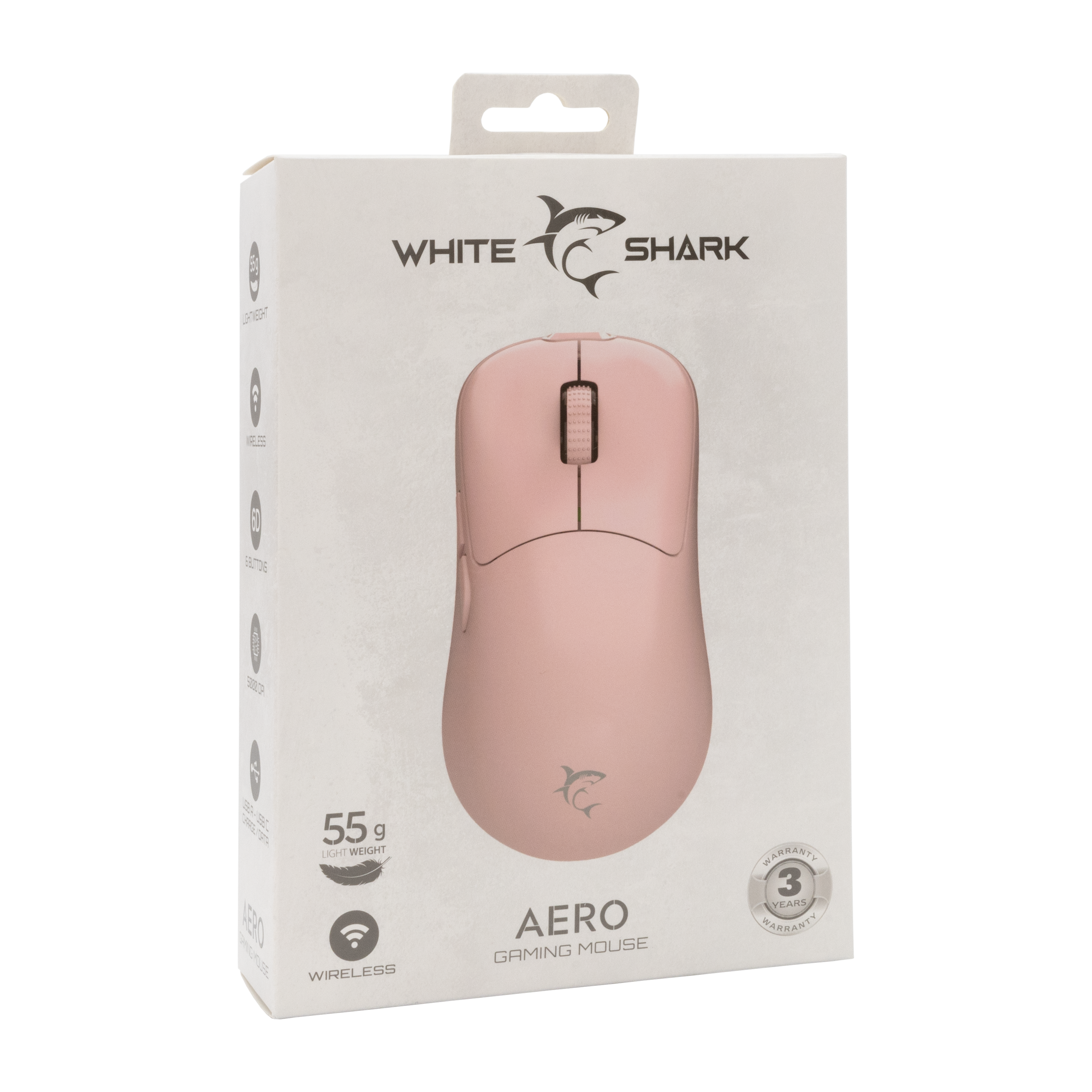 White Shark MIŠ WGM-5015 AERO / 12.400 DPI - Roza / Wireless-14
