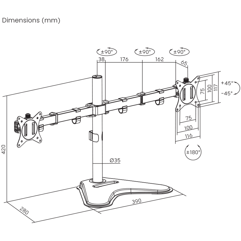 Nosač za dva monitora SBOX LCD-F024-2 (stolni)-9