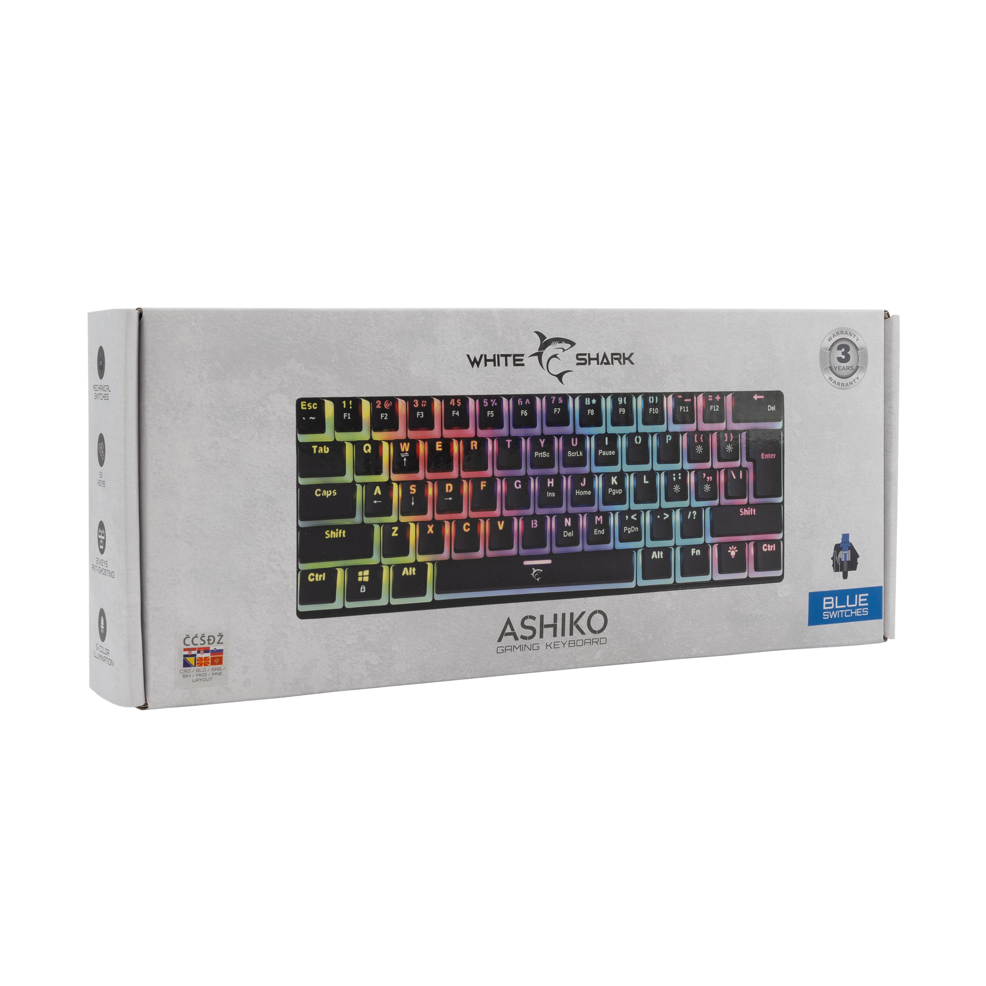 Tipkovnica WHITE SHARK GK-2202 ASHIKO (HR, BLUE.SW.) crna-13