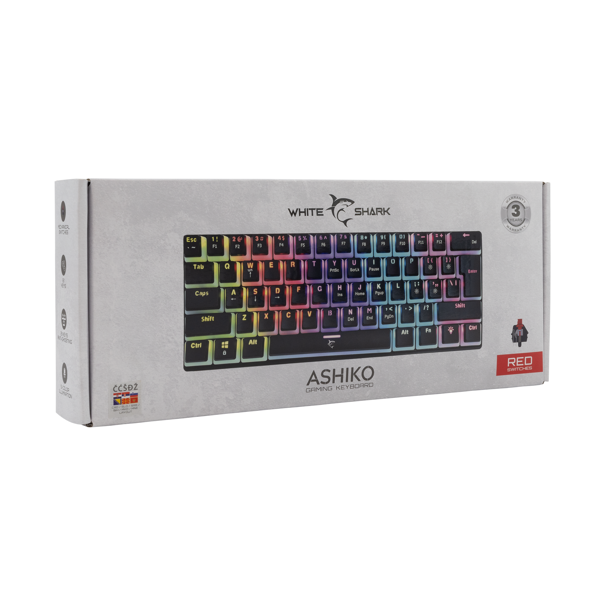 Tipkovnica WHITE SHARK GK-2202 ASHIKO (HR, RED.SW.) crna-6