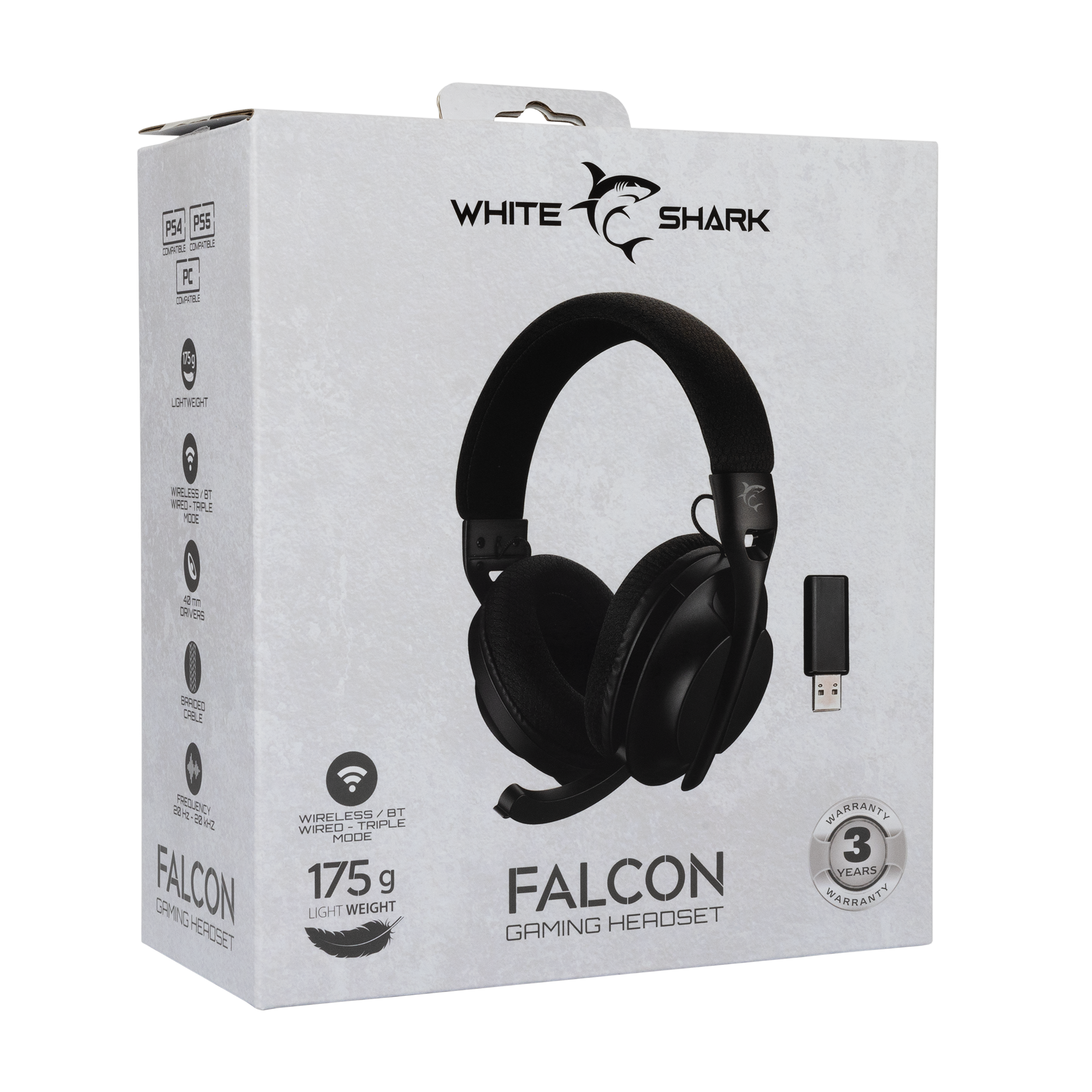 White Shark HEADSET WGH-2441 FALCON Crne - Bežične-17