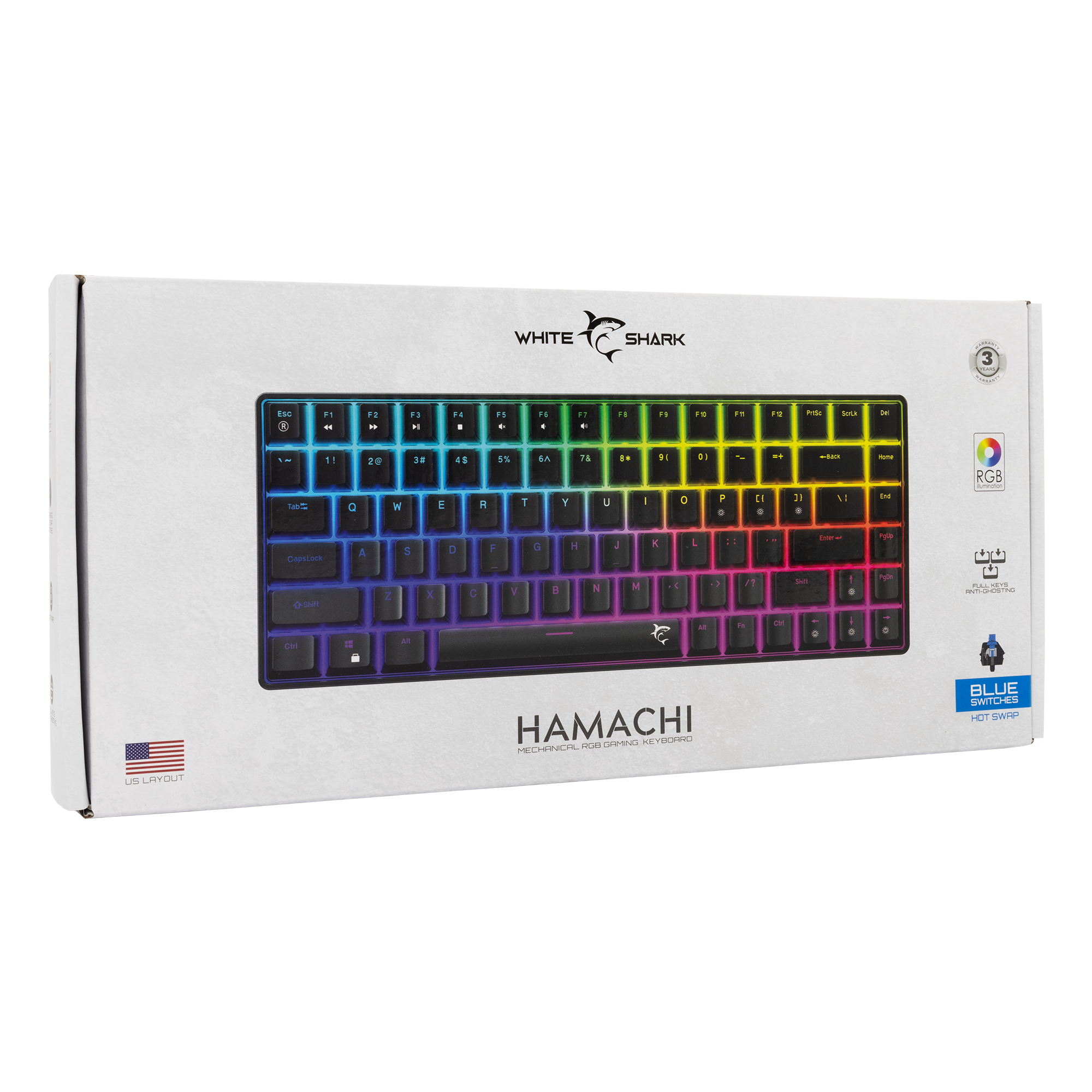 White Shark Tipkovnica GK-005121 HAMACHI Mehanička RGB / US - BLUE SW.-12