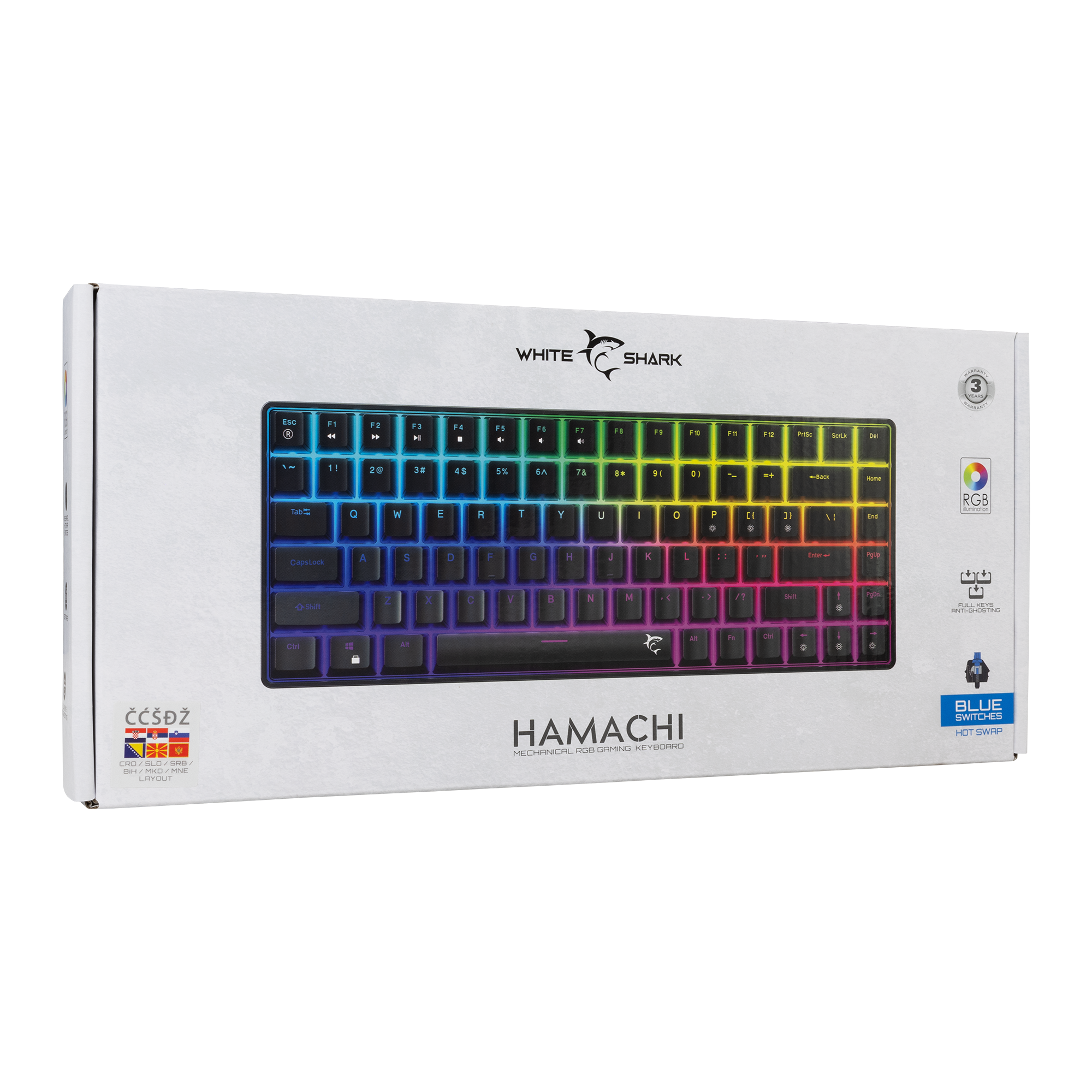 White Shark Tipkovnica GK-005122 HAMACHI Mehanicka RGB / HR - BLUE SW.-11