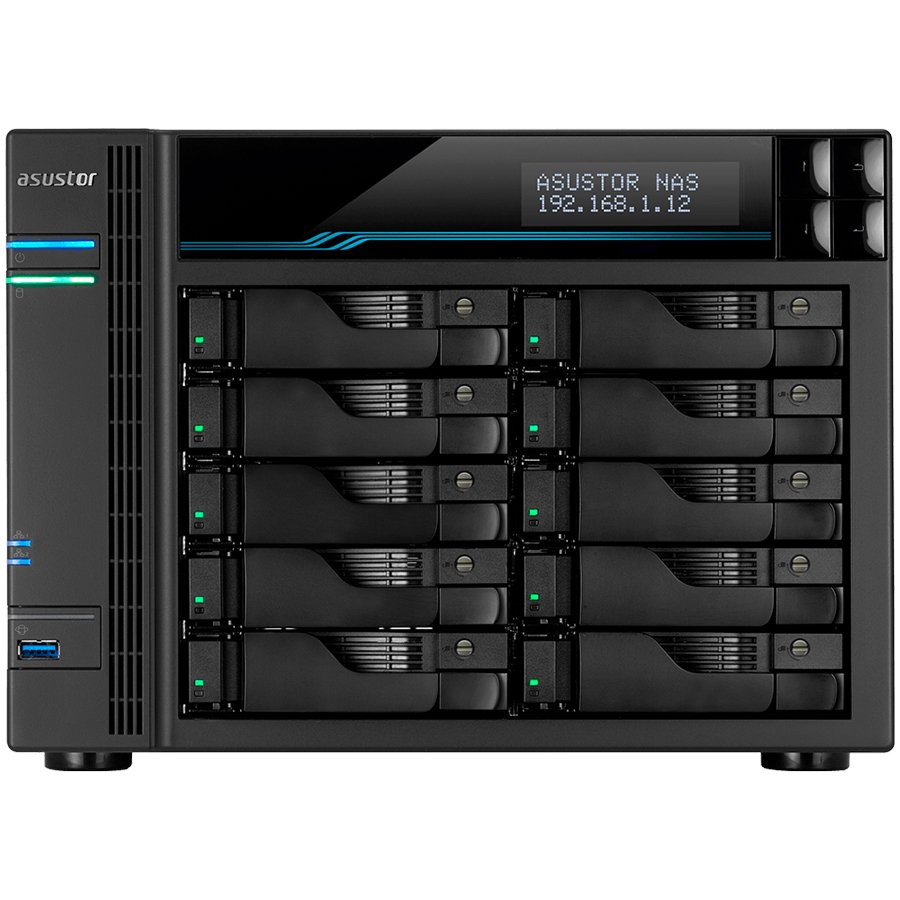 NAS ASUS ASUSTOR Tower Lockerstor10 - 10 Bay, Intel ATOM C3538 Quad-Core, 8GB DDR4, 10GbEx2, 2.5GbEx2-0