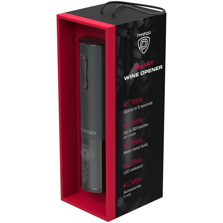 Bolsena, Electric wine opener with Prestigio Logo, aerator , vacuum preserver crna color-5