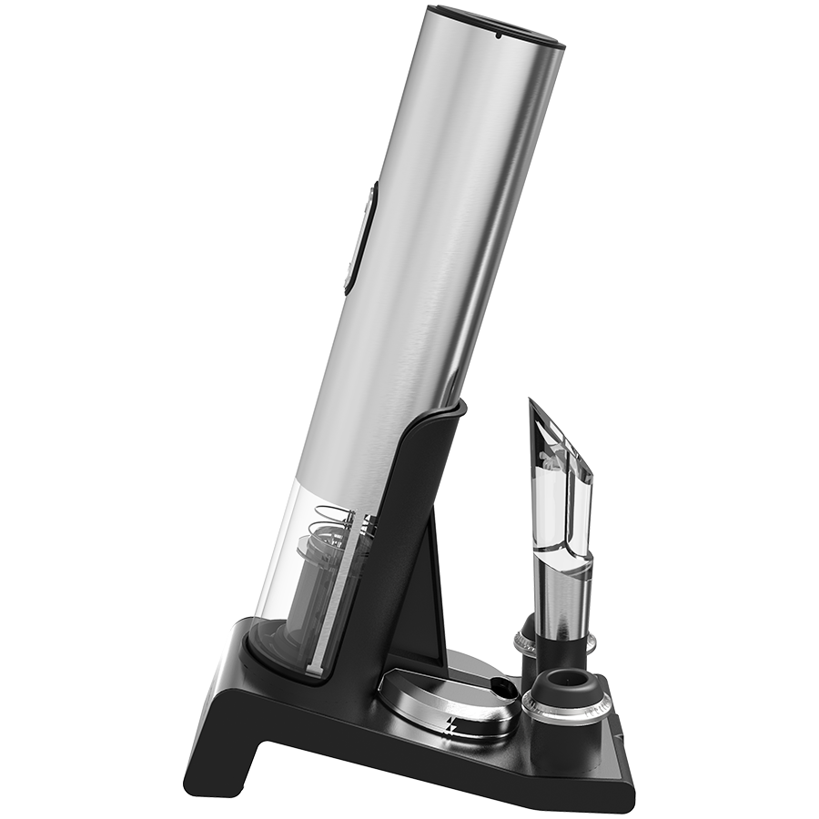 Prestigio Garda, smart wine opener, simple operation with 2 buttons, aerator, vacuum stopper preserver, foil cutter, opens up to 50 bottles wihout recharging, premium design, 500mAh battery, Dimension-7