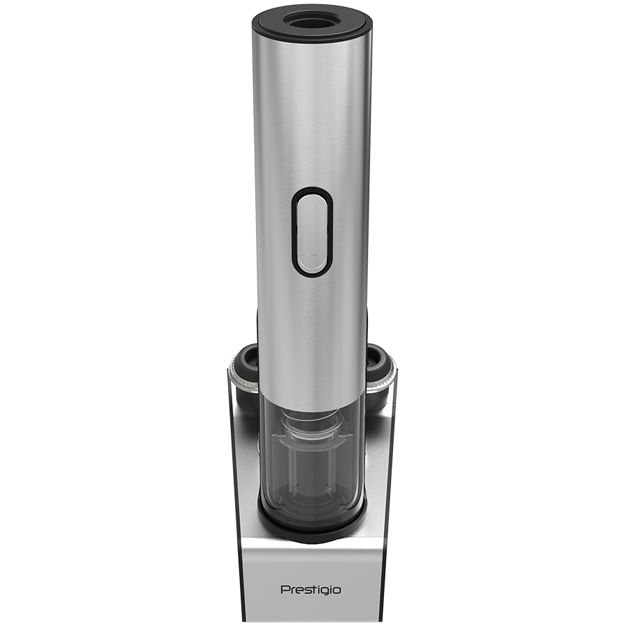 Prestigio Garda, smart wine opener, simple operation with 2 buttons, aerator, vacuum stopper preserver, foil cutter, opens up to 50 bottles wihout recharging, premium design, 500mAh battery, Dimension-9