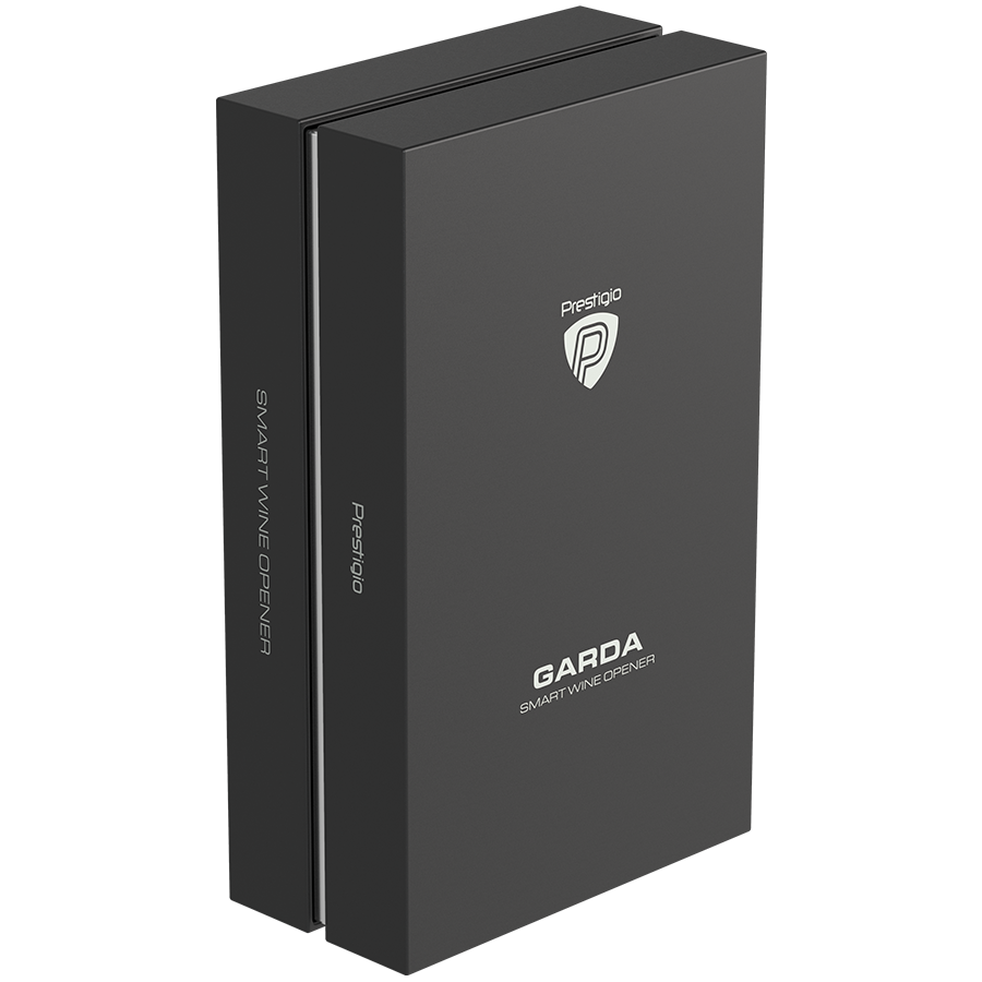 Prestigio Garda, smart wine opener, simple operation with 2 buttons, aerator, vacuum stopper preserver, foil cutter, opens up to 50 bottles wihout recharging, premium design, 500mAh battery, Dimension-12