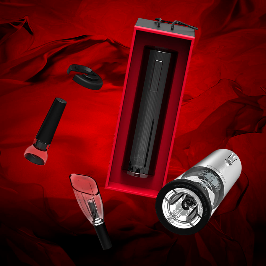 Otvarač za vino PRESTIGIO Nemi, električni, aerator, vakuumski čep, srebrna boja-8