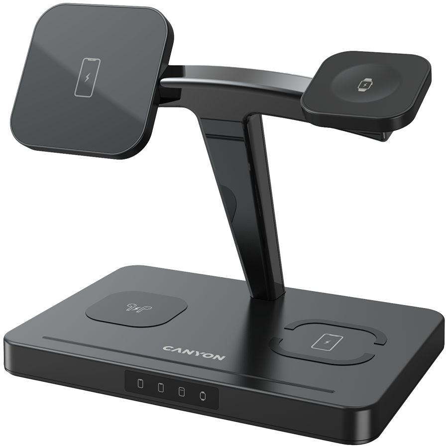 CANYON WS-404 4in1 Wireless charger, with input 12V3A DC Eu adapter , Output 15W/10W/7.5W/5W, 161*105*138mm, 0.510Kg crna-0